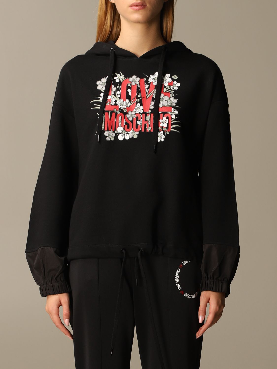 LOVE MOSCHINO: sweatshirt with hood and logo | Sweatshirt Love Moschino ...
