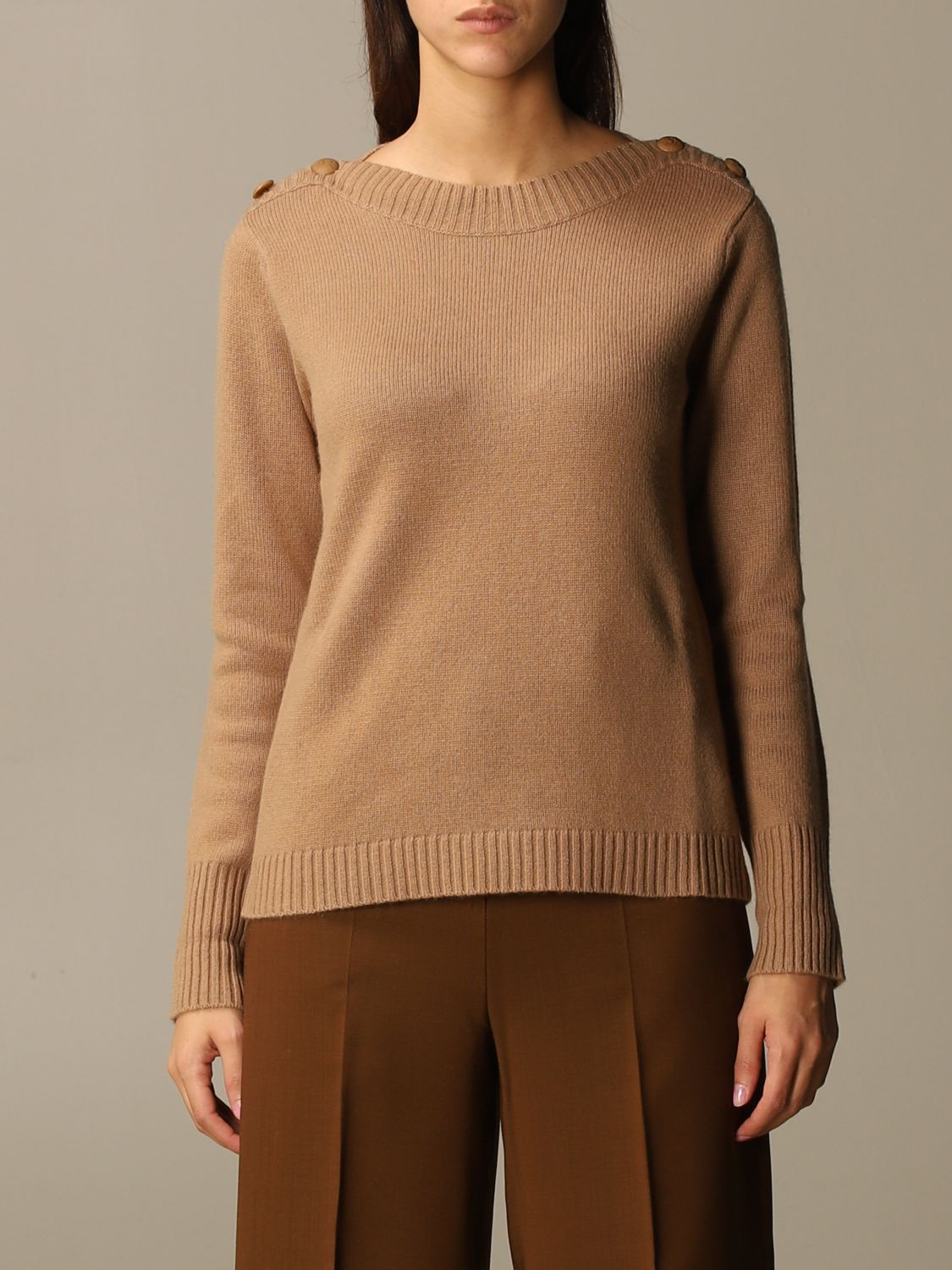 Max Mara Outlet: sweater in wool and cashmere - Camel | Max Mara