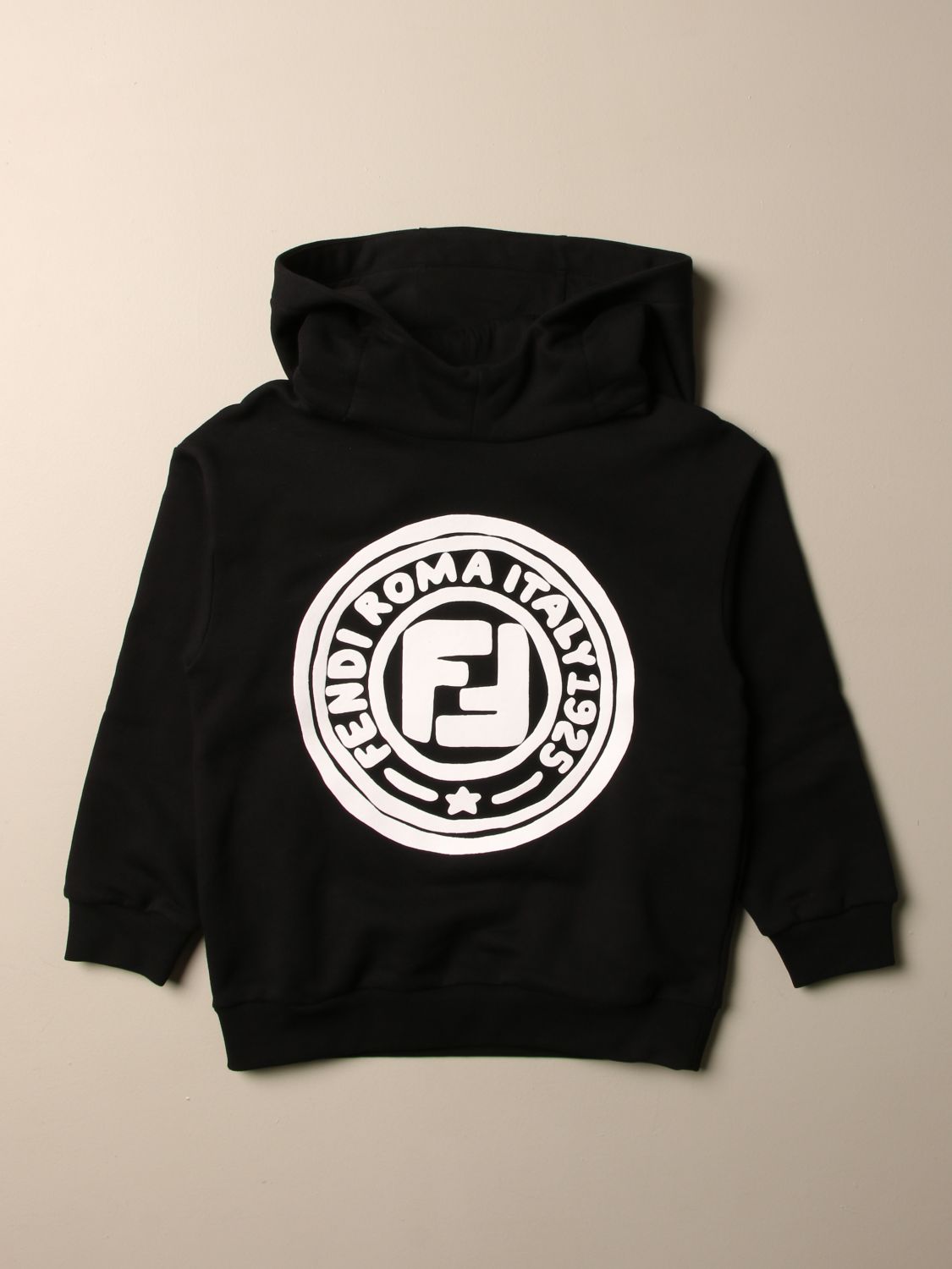 FENDI: hooded sweatshirt with Roma 1925 logo | Sweater Fendi Kids Ivory | Sweater Fendi JUH018 GIGLIO.COM