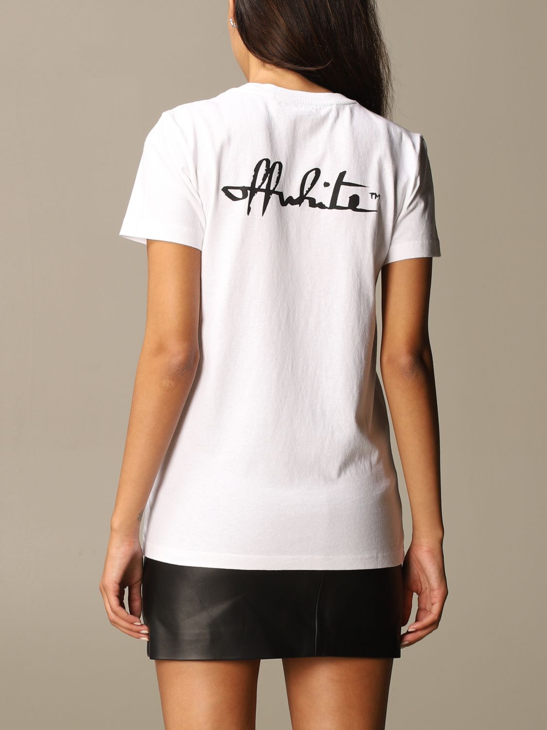 OFF WHITE: t-shirt with logo print | T-Shirt Off White Women White | T ...