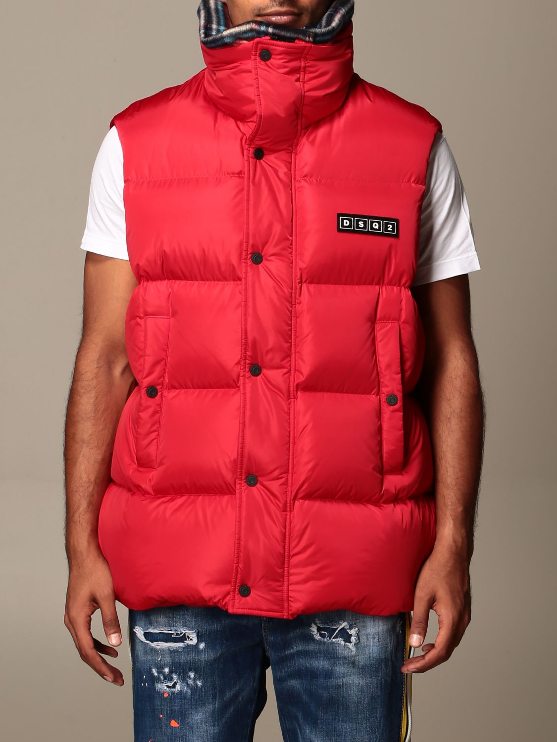 Dsquared2 Outlet: down vest in padded nylon - Red | Dsquared2 suit vest ...