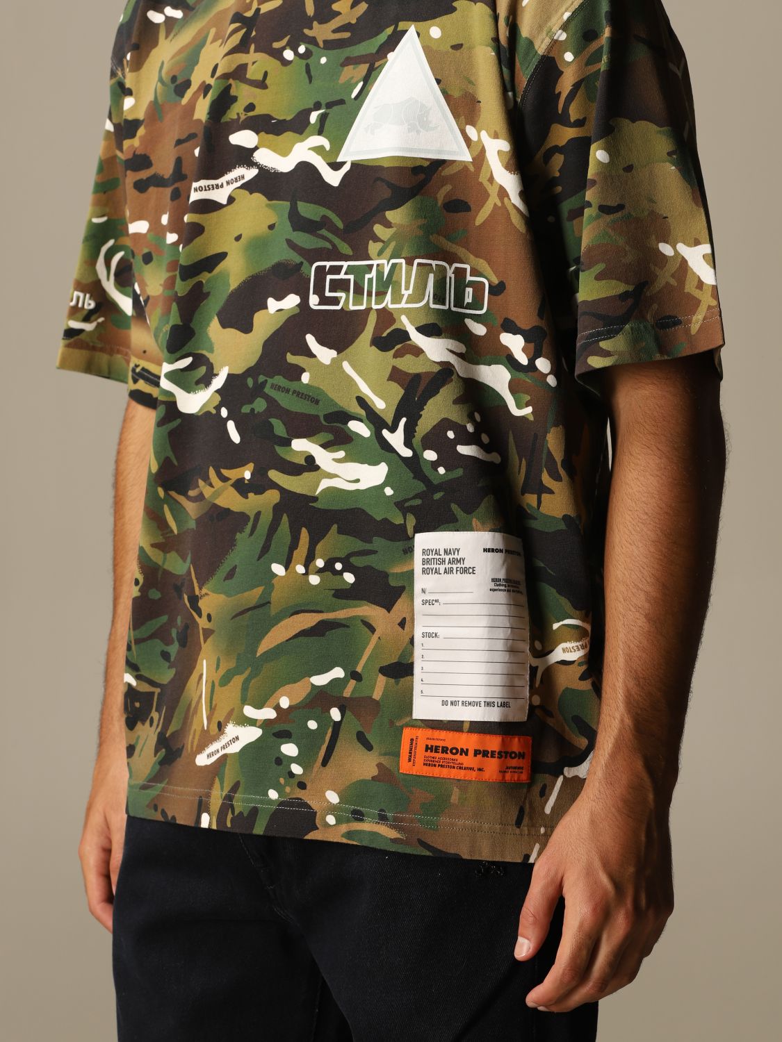 Heron Preston camouflage t-shirt with prints