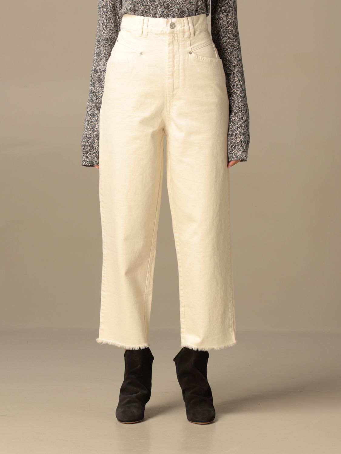 chikane Stationær Hub Isabel Marant Outlet: Wide-leg high-waisted jeans | Pants Isabel Marant  Women Ecru | Pants Isabel Marant PA174820A022I GIGLIO.COM