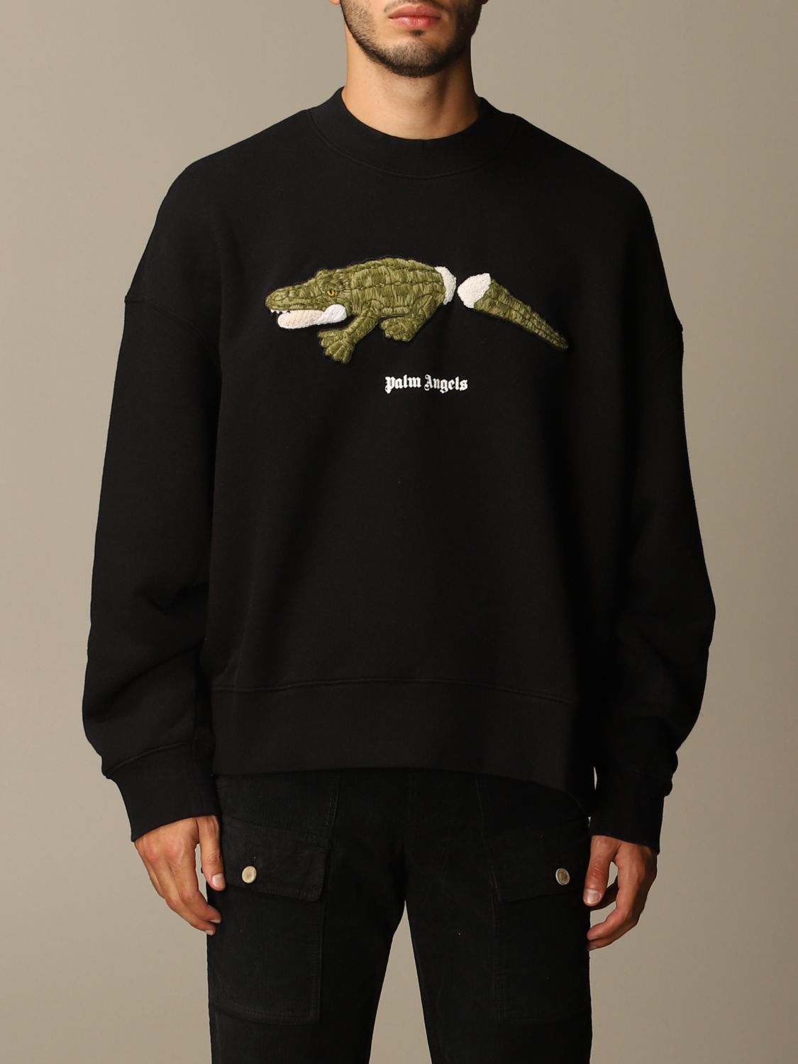 Palm Angels cotton sweatshirt with crocodile patch