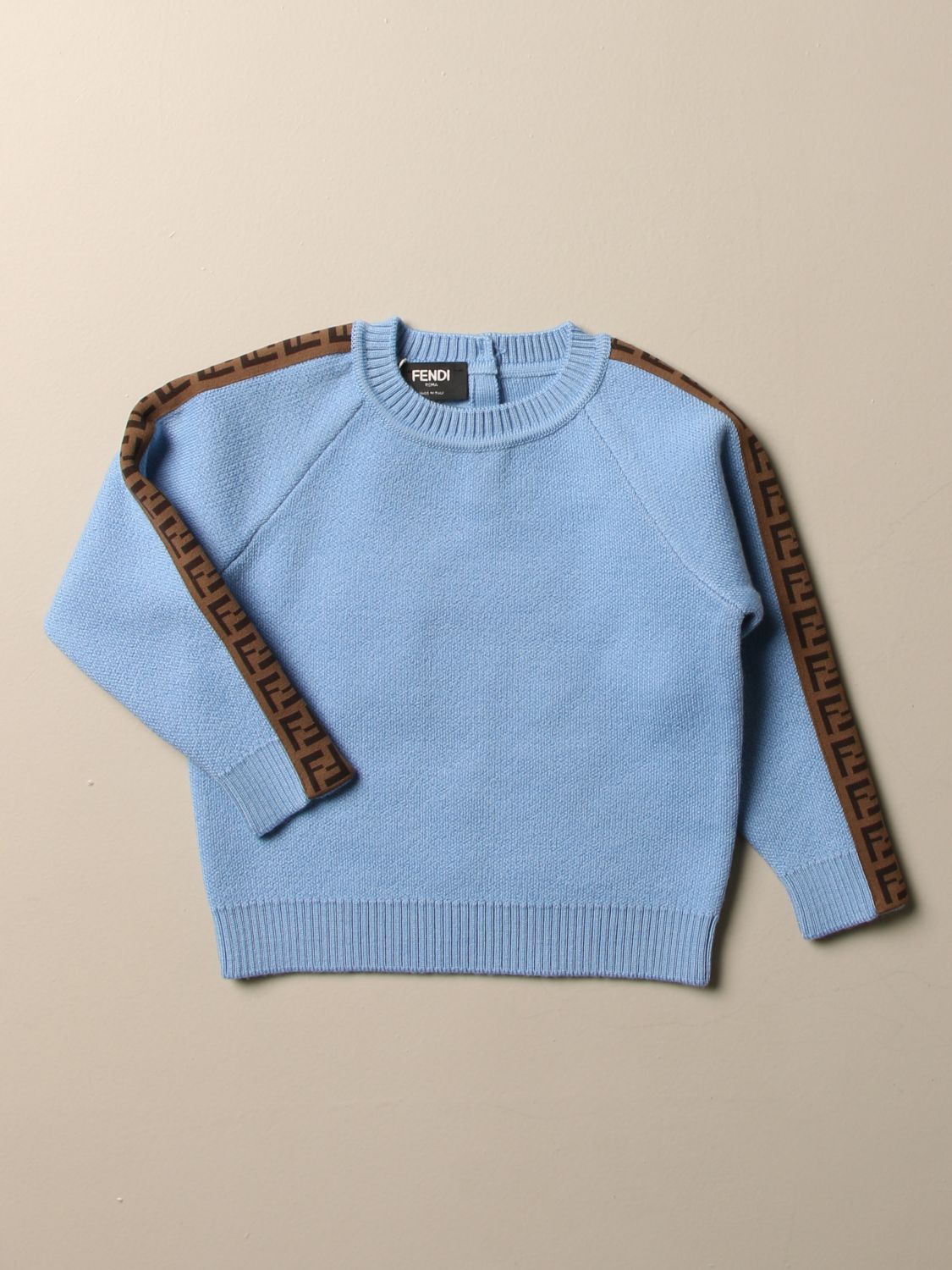 Maglia Fendi: Pullover Fendi in lana con bande FF azzurro 1
