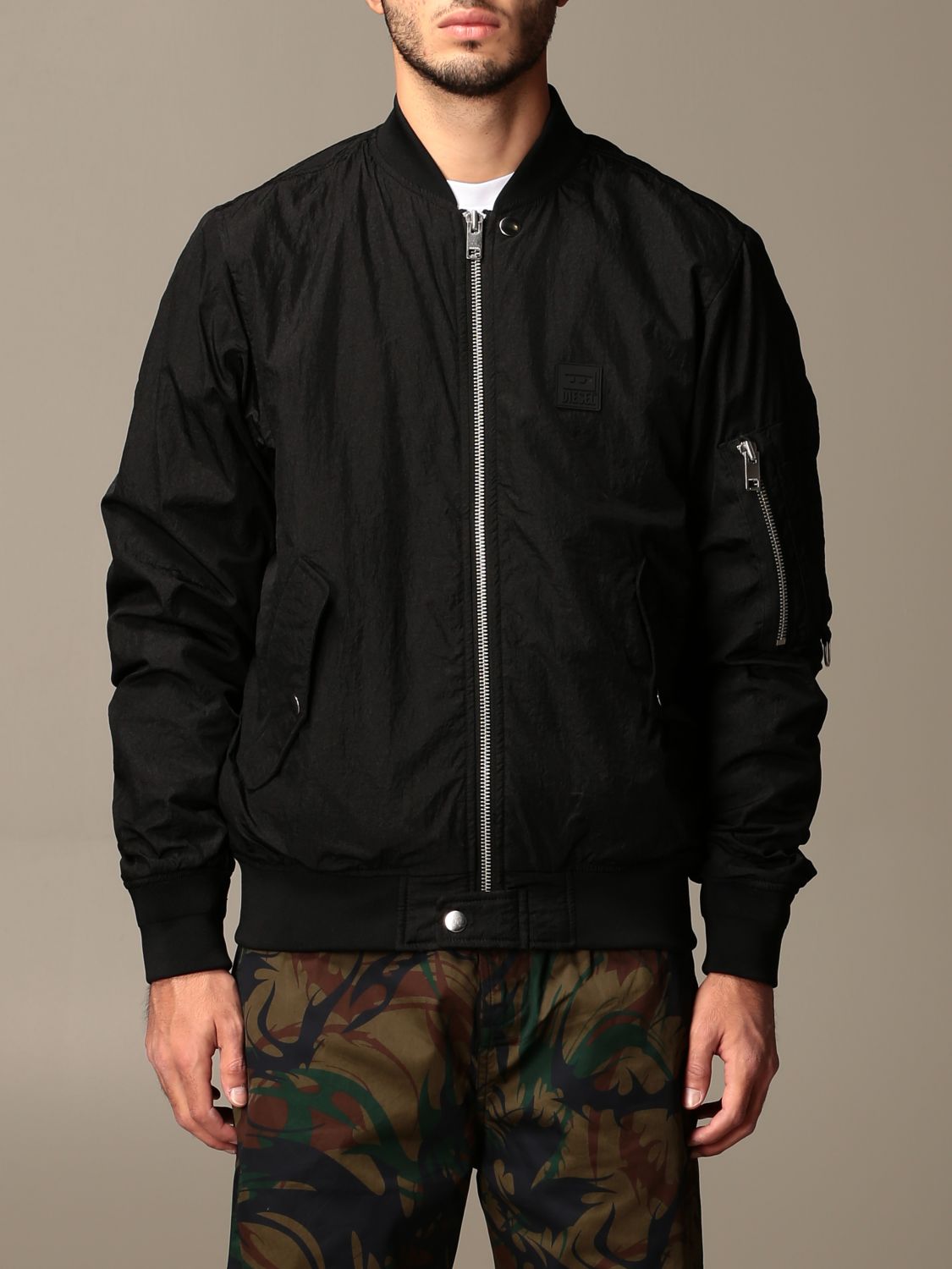 DIESEL: jacket in nylon zip - Black | Diesel blazer A00208 online on GIGLIO.COM