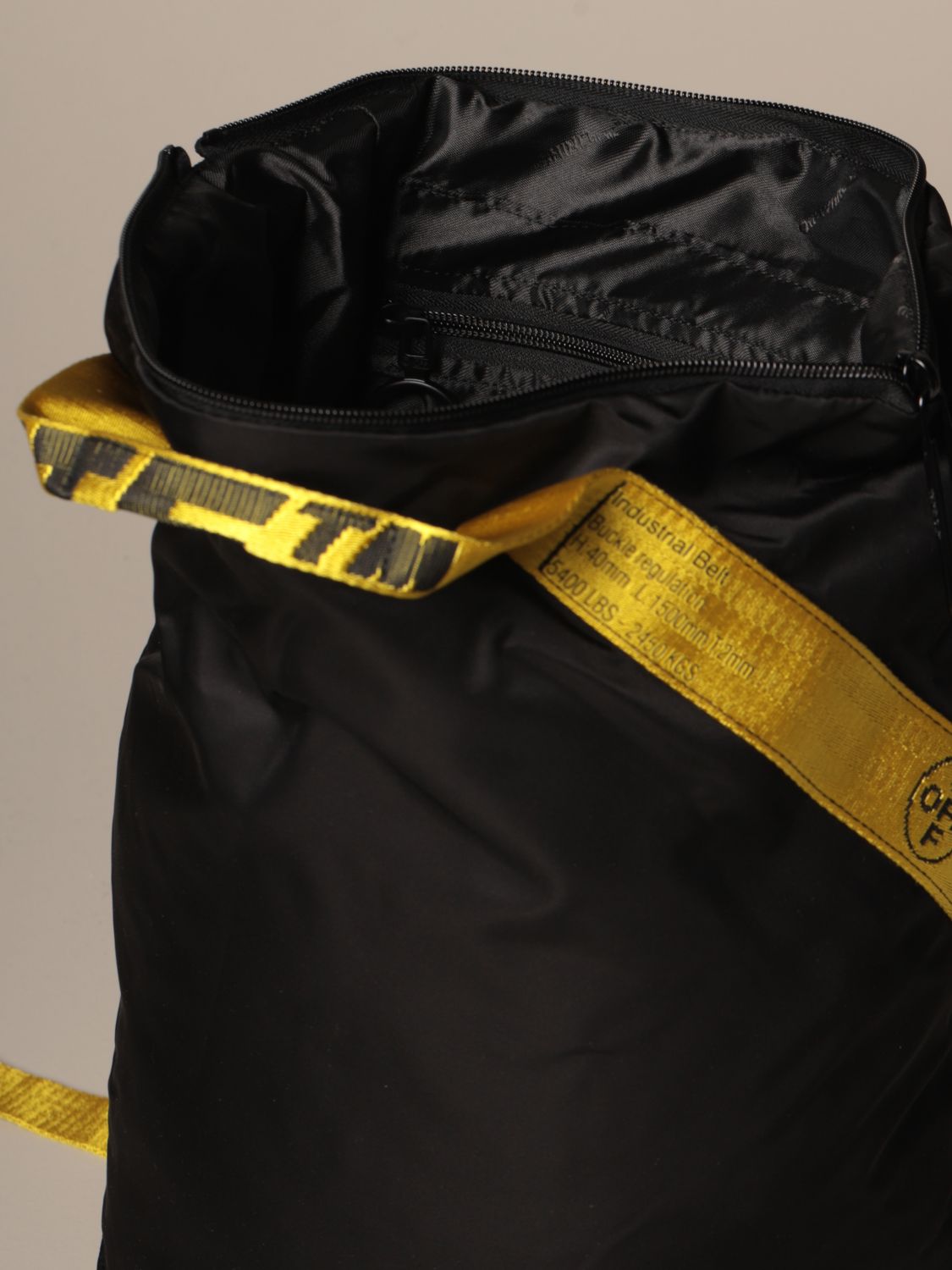 OFF-WHITE Industrial strap nylon duffle bag 'Black Yellow