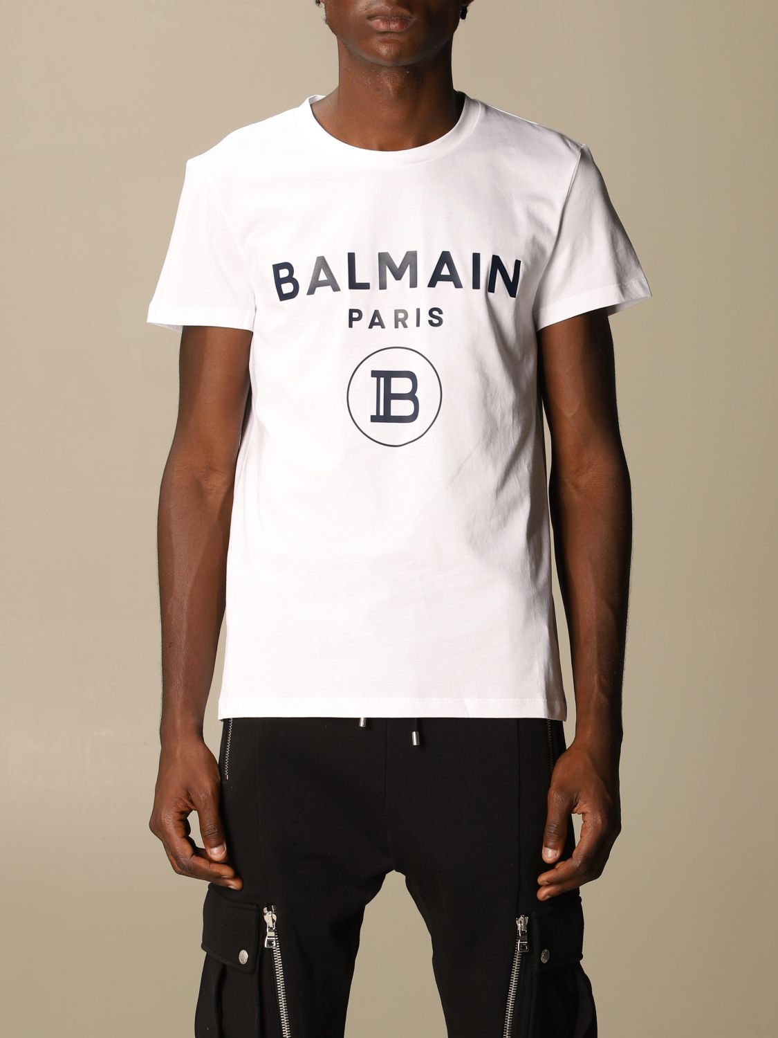 Details about   Balmain t-shirt men UH11601I312GAB round collar short sleeves tee-shirt
