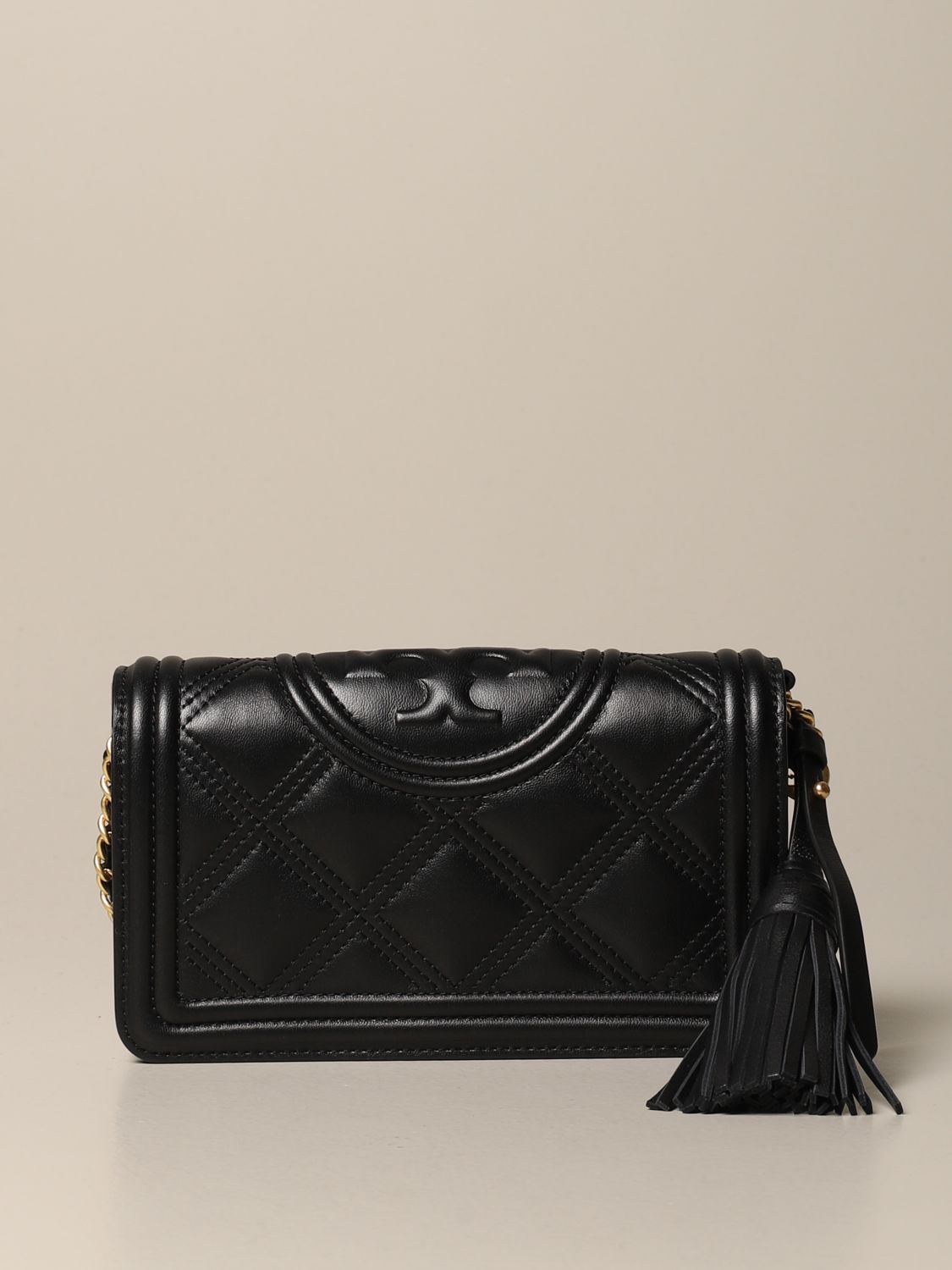TORY BURCH: Fleming bag in quilted leather - Black | Tory Burch crossbody  bags 64312 online on 