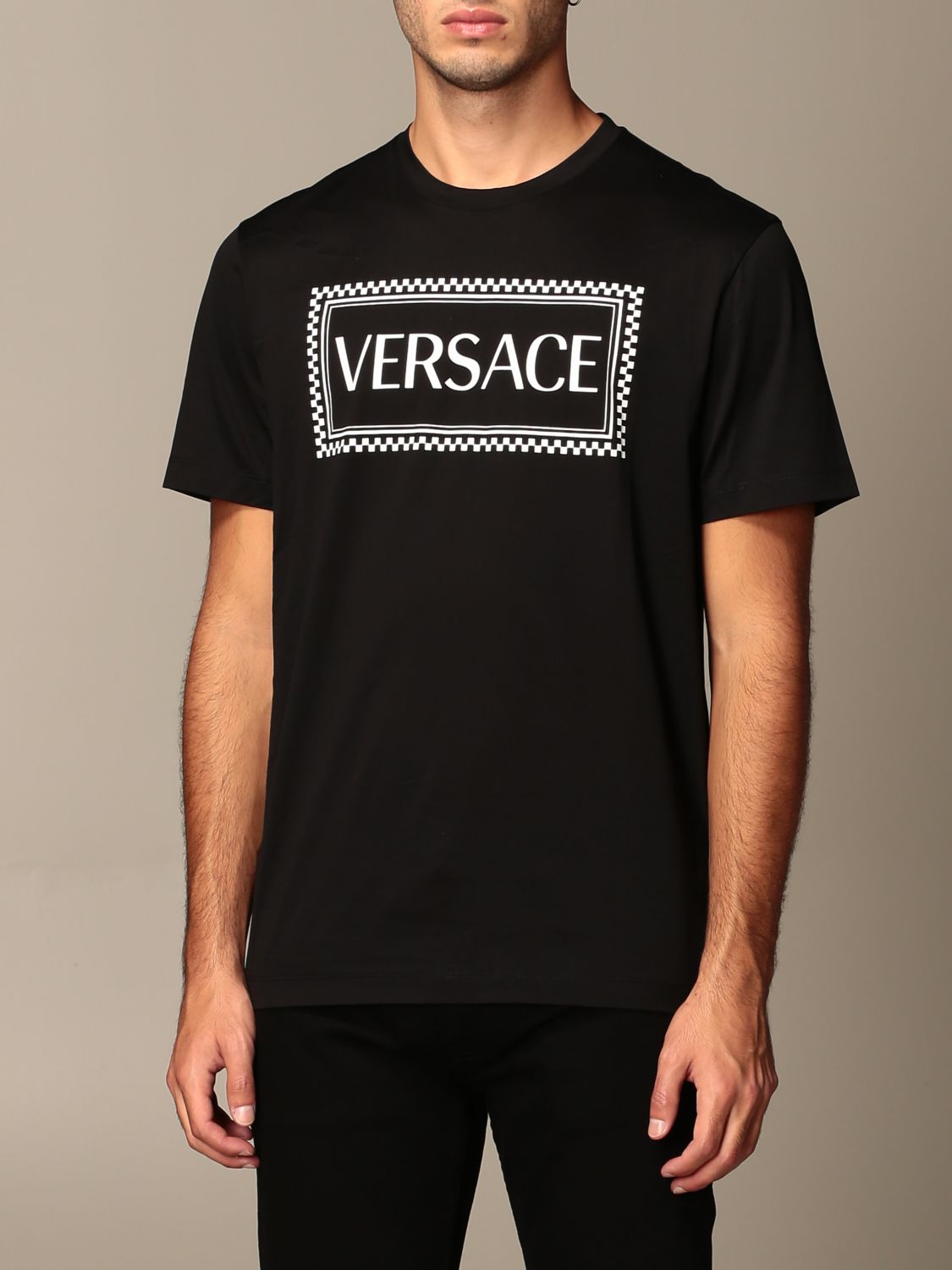VERSACE: logo T-shirt - Black | T-Shirt Versace A81548 A201952 GIGLIO.COM