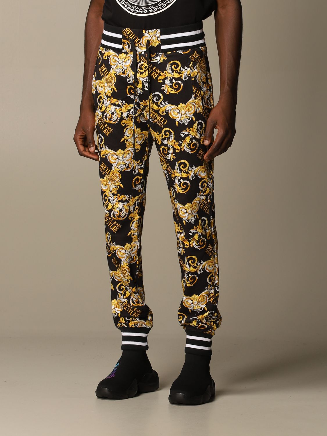 VERSACE JEANS COUTURE: jogging trousers with baroque pattern | Pants ...