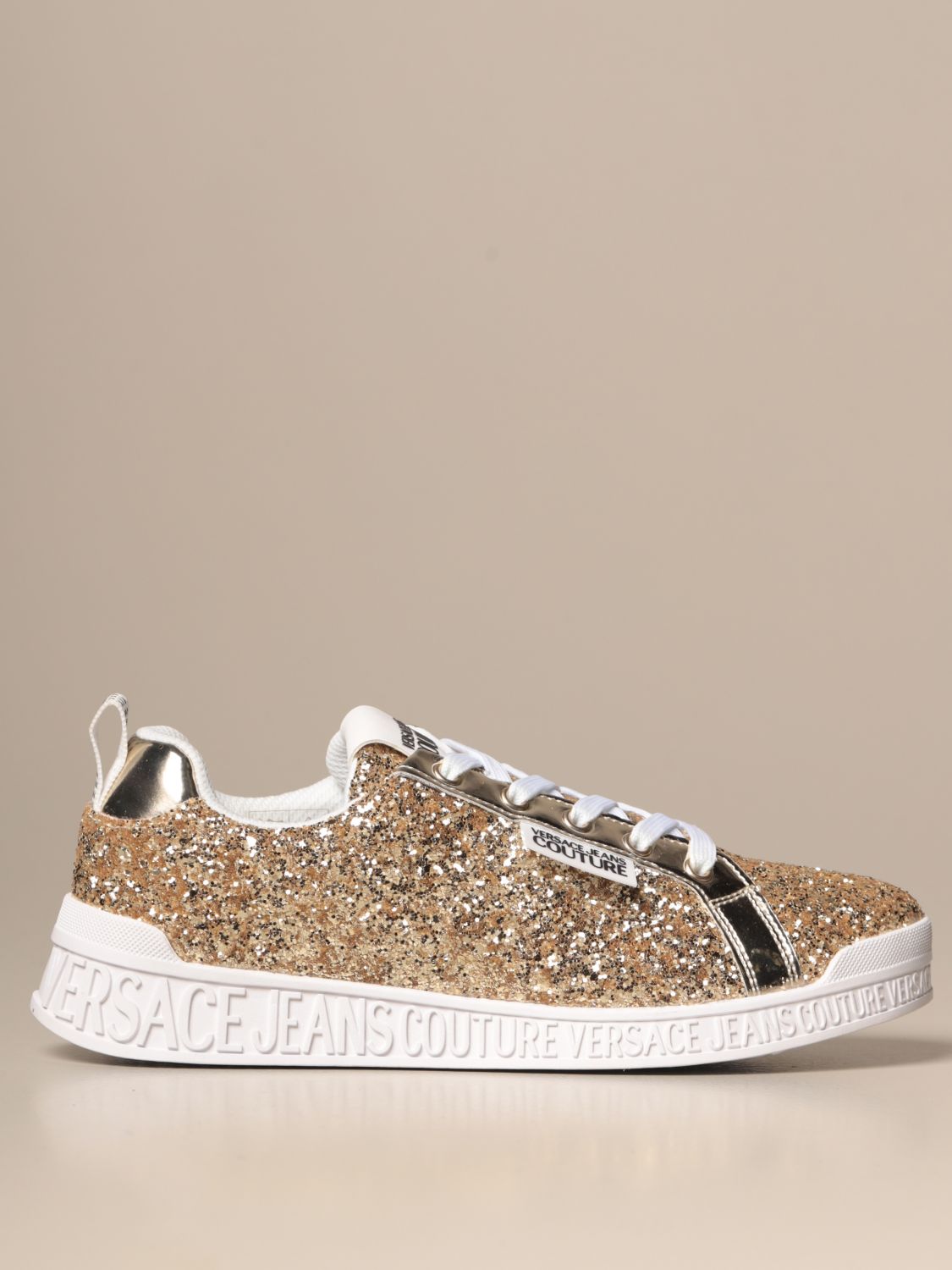 VERSACE JEANS COUTURE: glitter sneakers with logo - Black | Versace Jeans  Couture sneakers E0VZASP171621 online at GIGLIO.COM