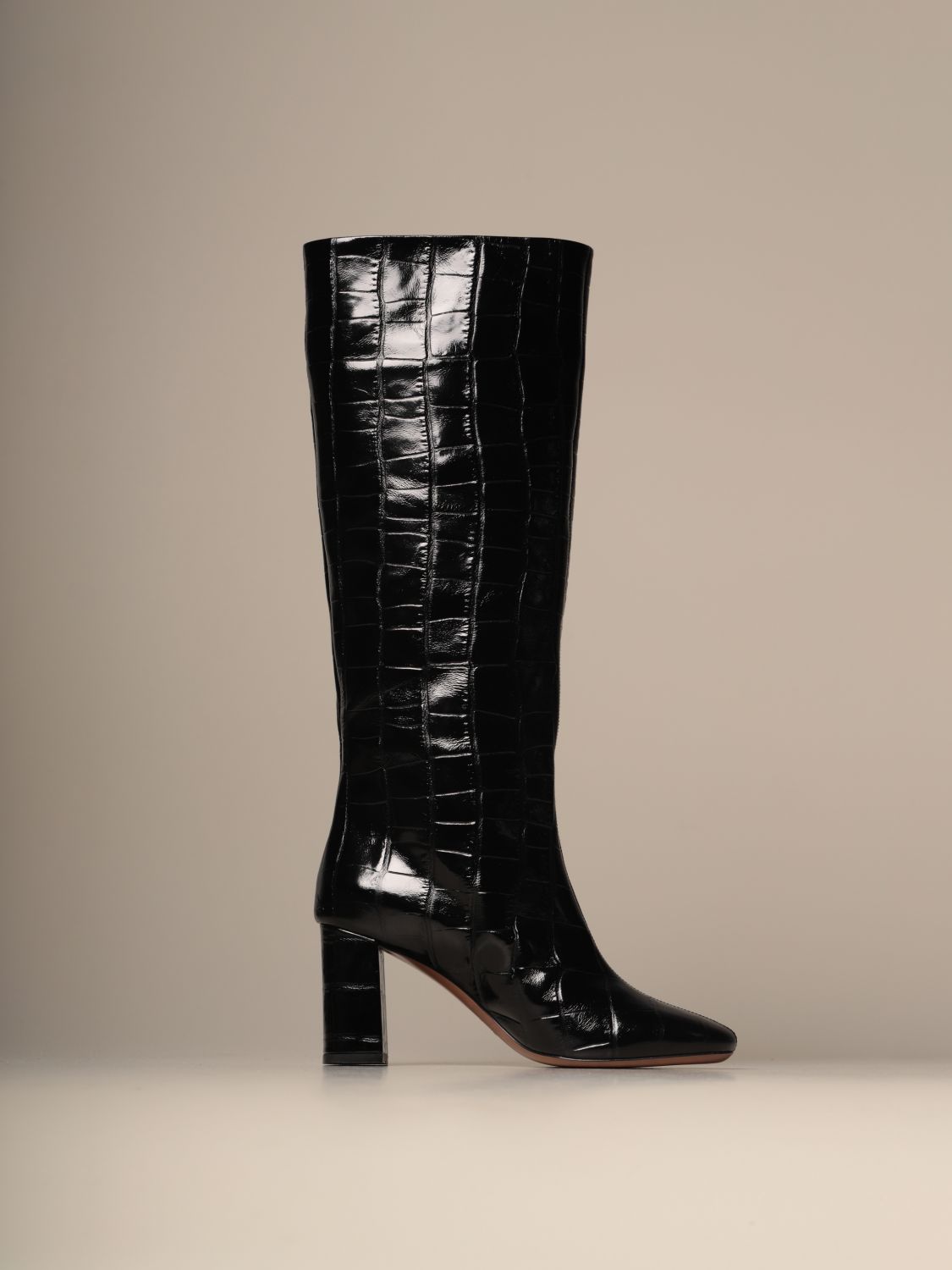 L'autre Chose Outlet: boot in crocodile print leather - Black | L'autre ...