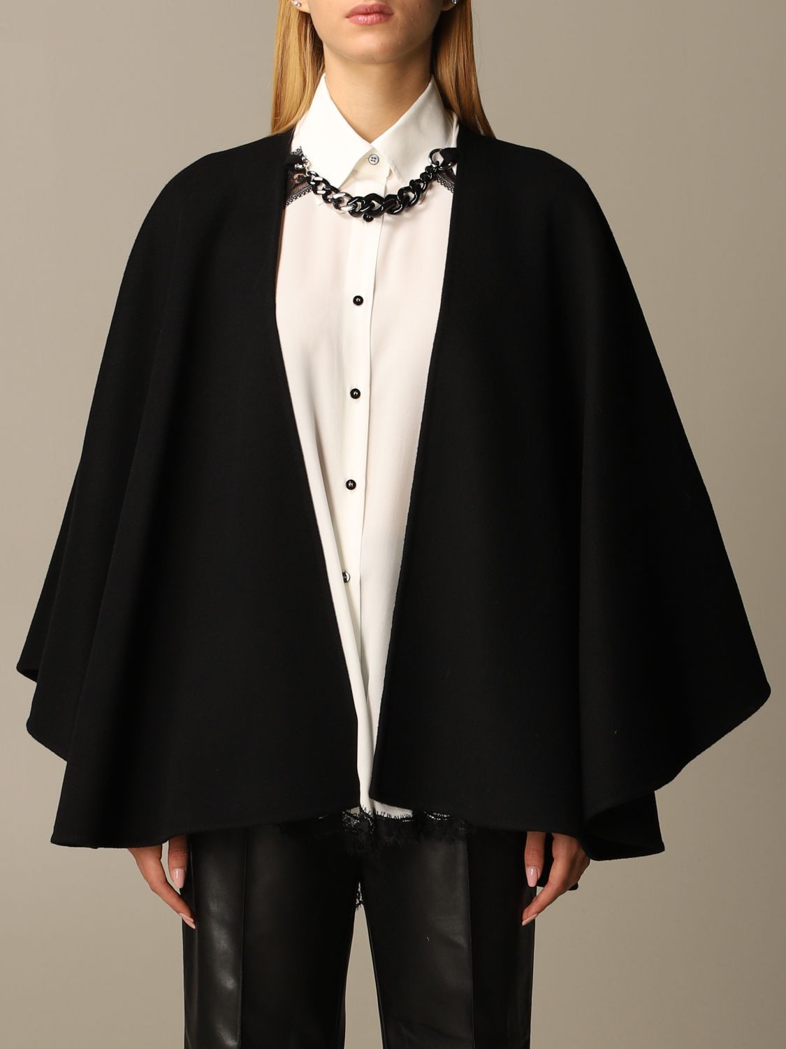 Ermanno Scervino cape in virgin wool with chain