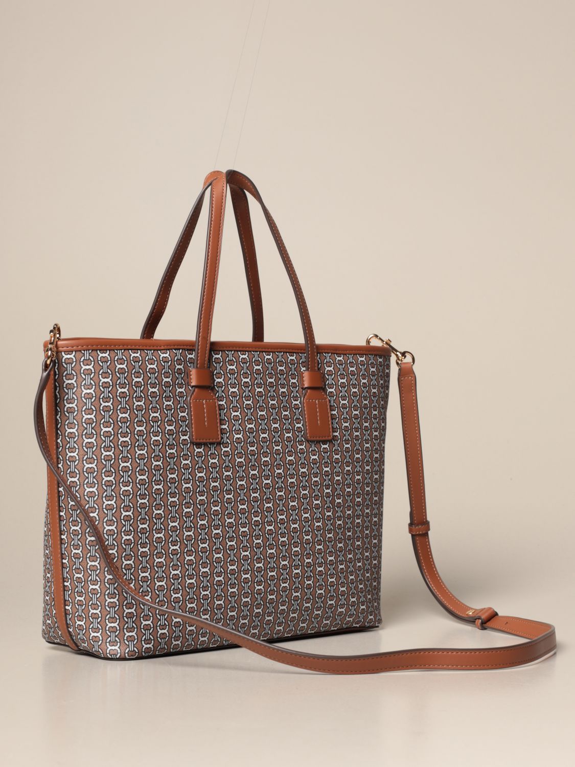 tory burch gemini link tote brown