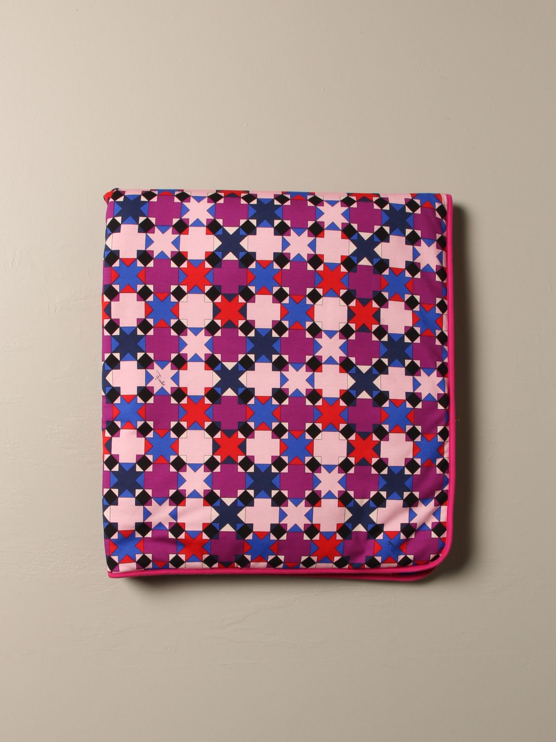 EMILIO PUCCI: blanket in cotton with geometric pattern - Multicolor ...
