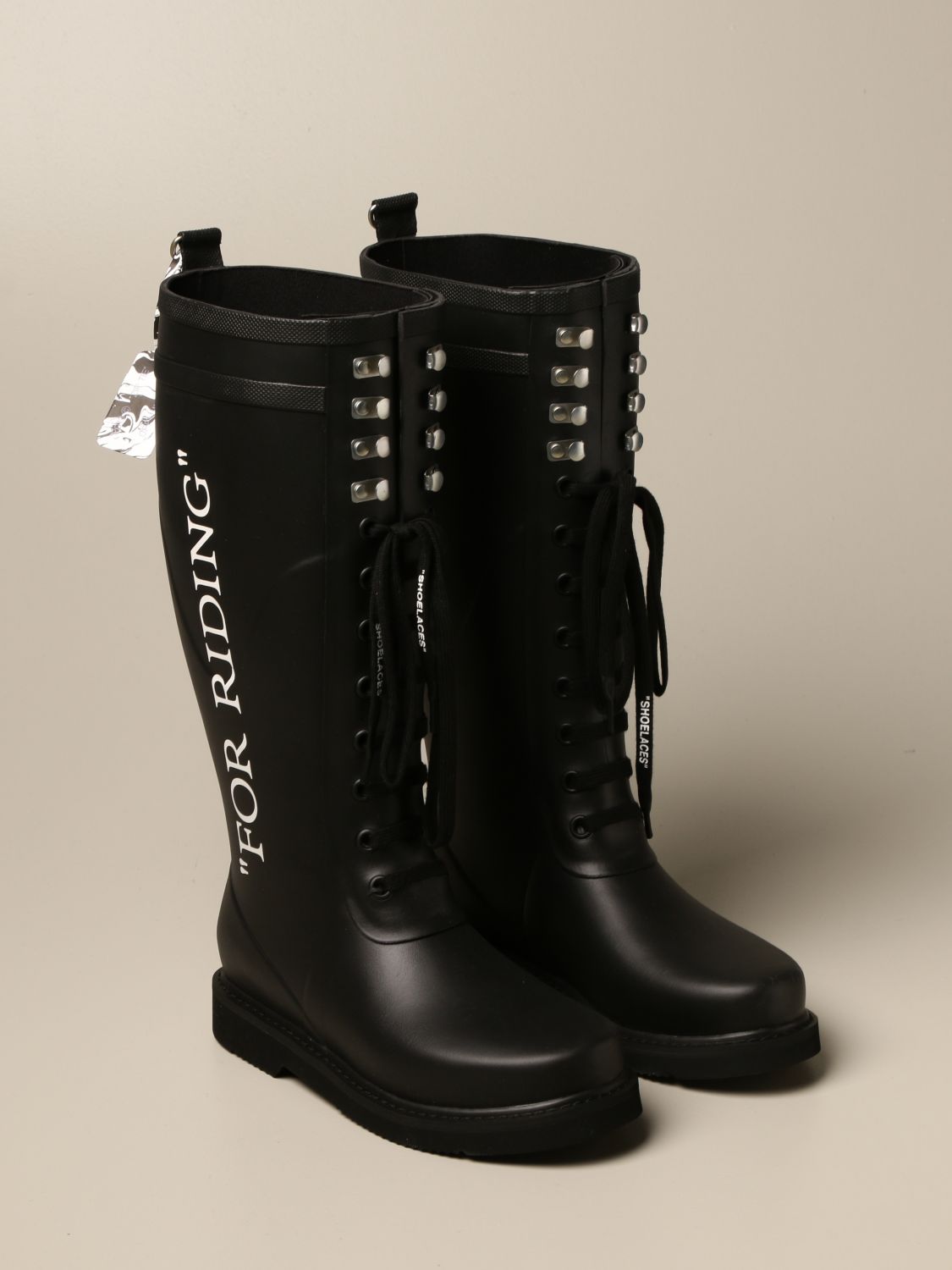 off white rubber boots