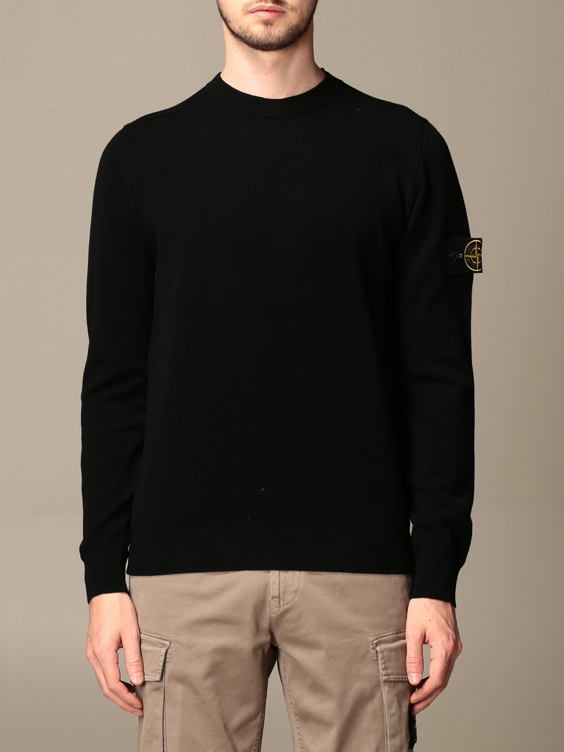 kas Deuk Alternatief voorstel STONE ISLAND: crewneck sweater with logo - Black | Stone Island sweater  591A1 online on GIGLIO.COM