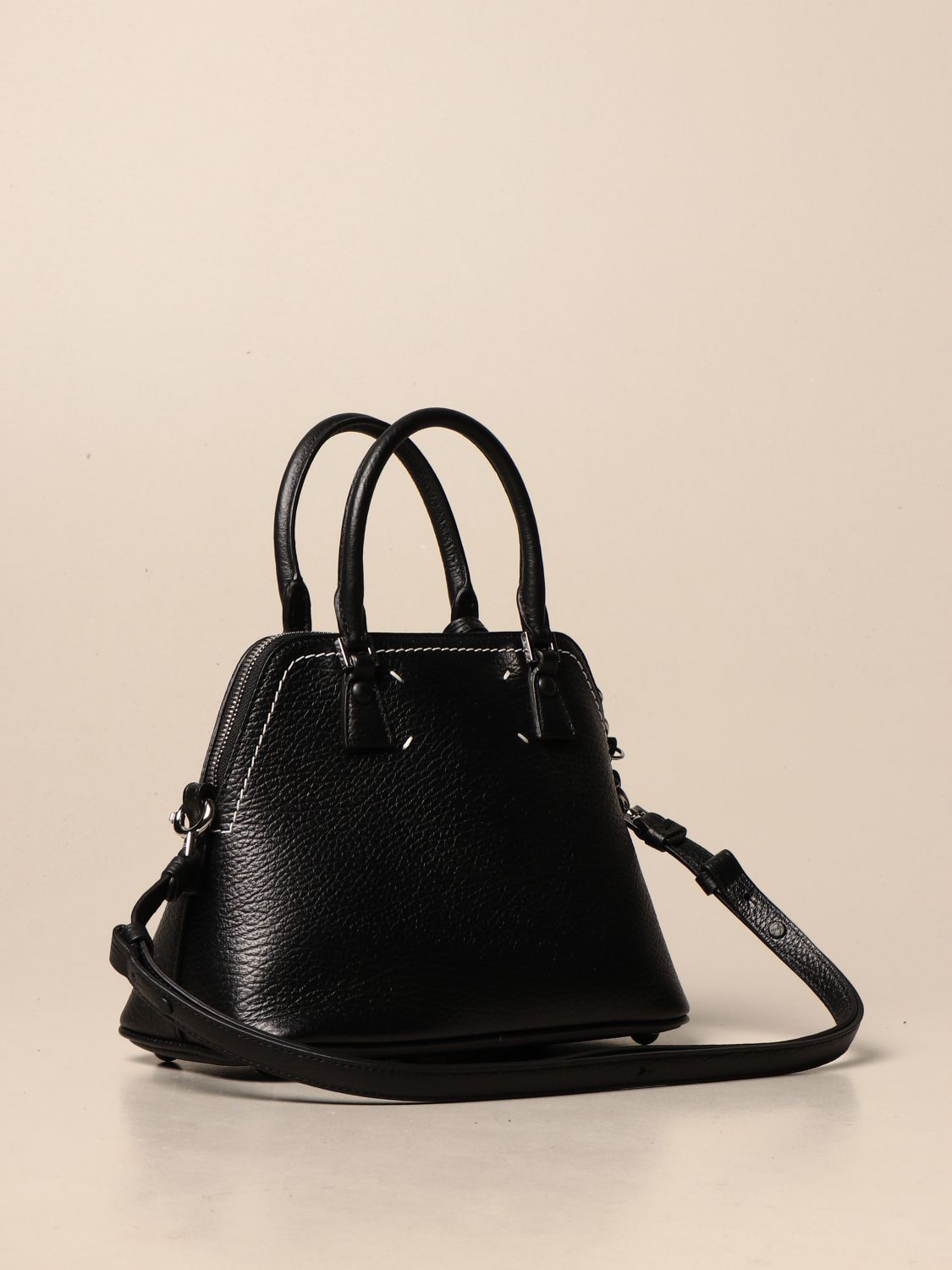 MAISON MARGIELA: 5AC mini tote handbag in grained leather - Ice