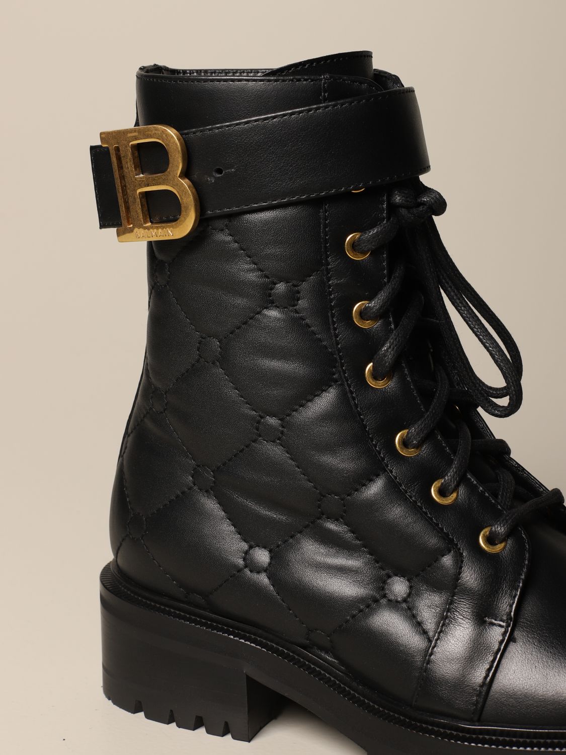 balmain quilted combat boots