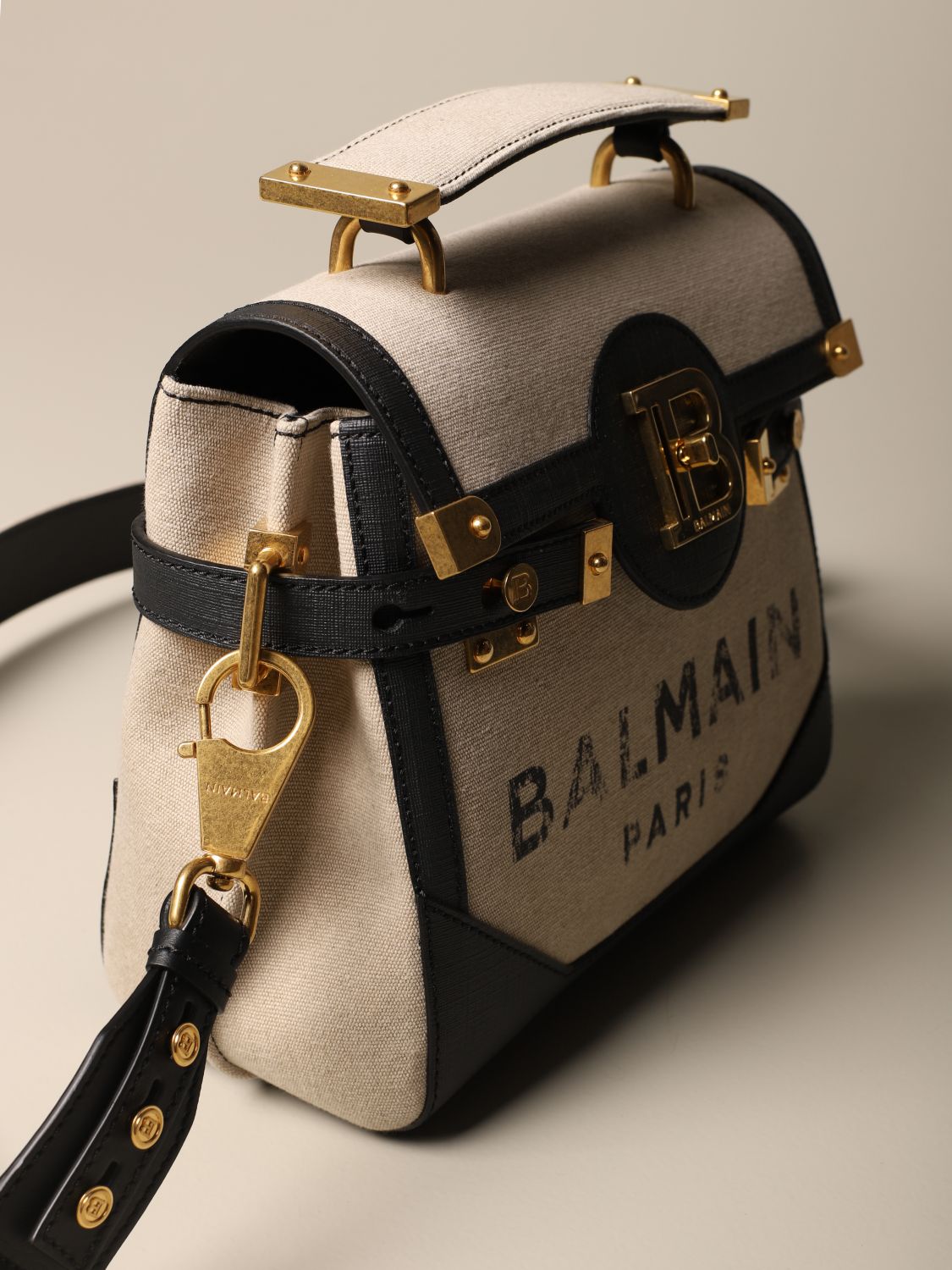 BALMAIN B Buzz 23 Bag In Canvas And Leather Handbag Balmain Women 