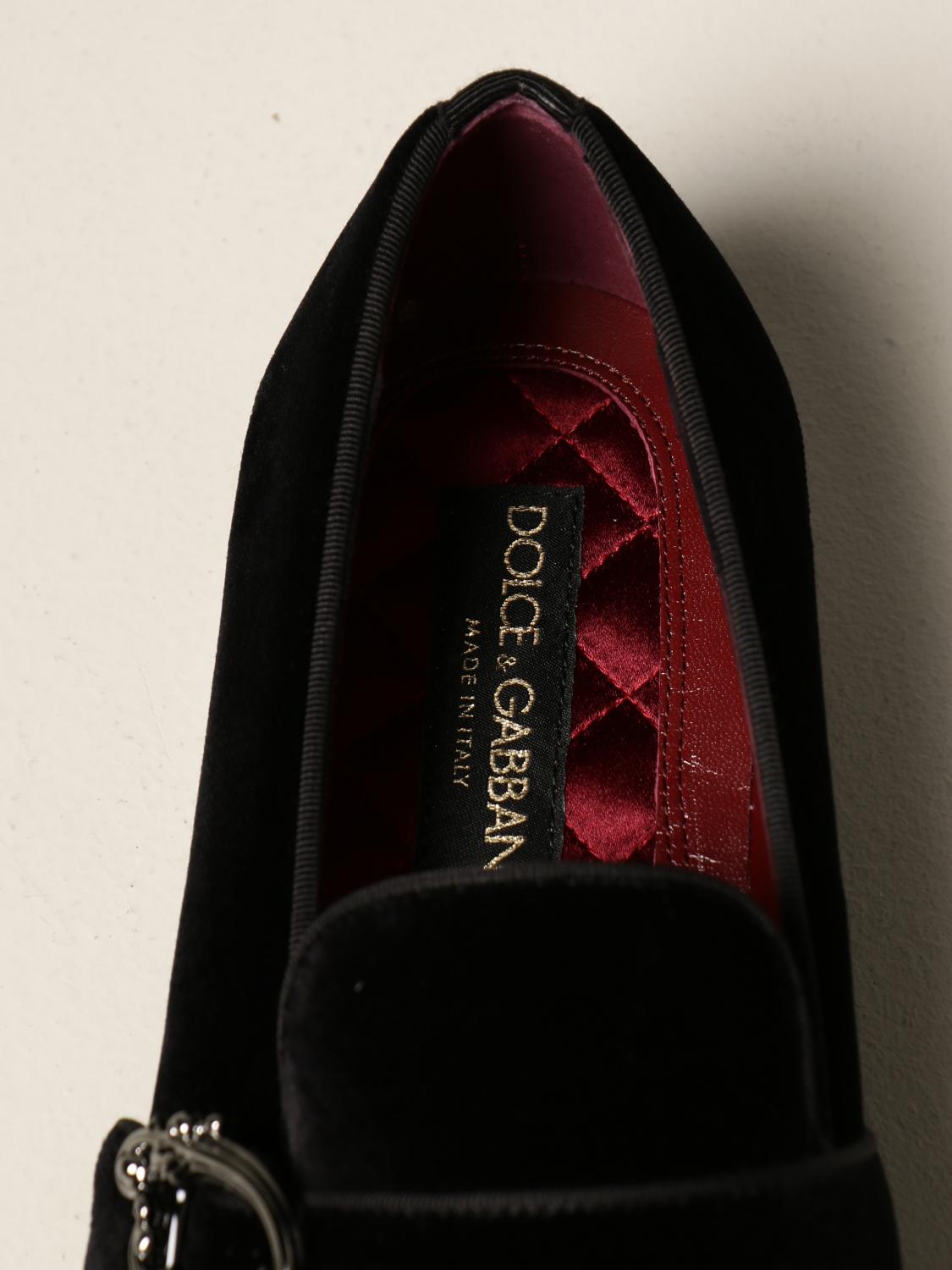 Dolce \u0026 Gabbana Outlet: Mocassino in velluto con fibbia logo - Nero | Mocassini  Dolce \u0026 Gabbana A50411 A6808 GIGLIO.COM