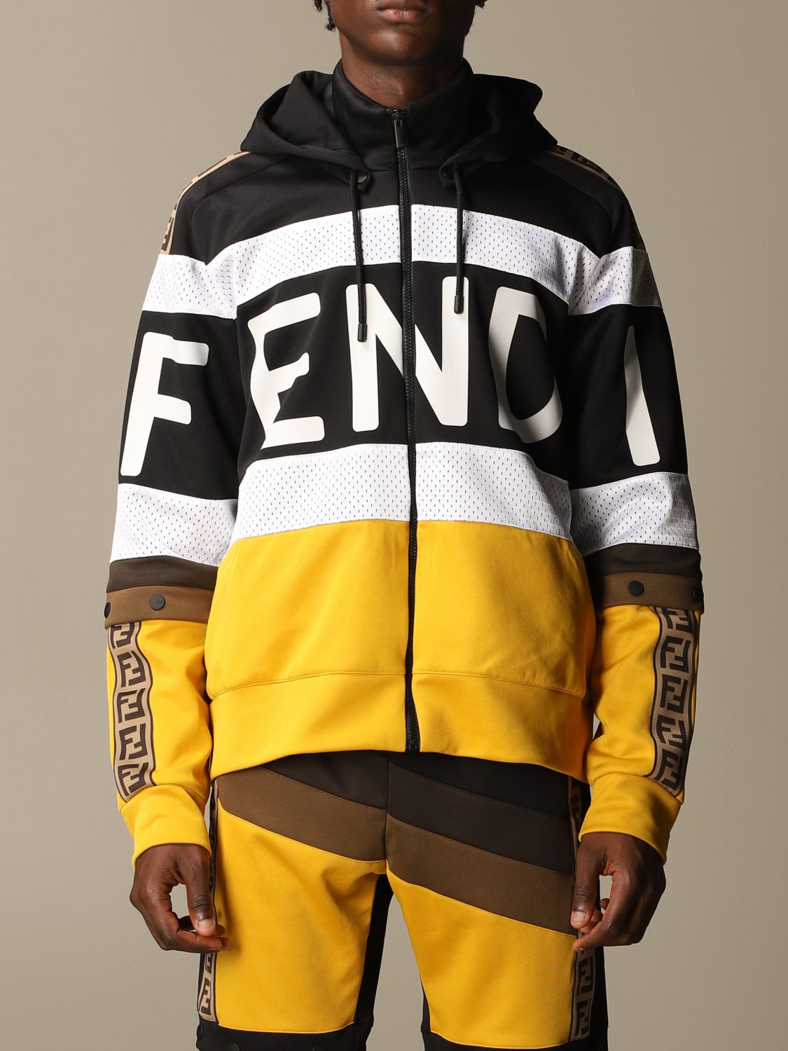 Fendi Hoodie - Black w. Yellow Logo Print » ASAP Shipping