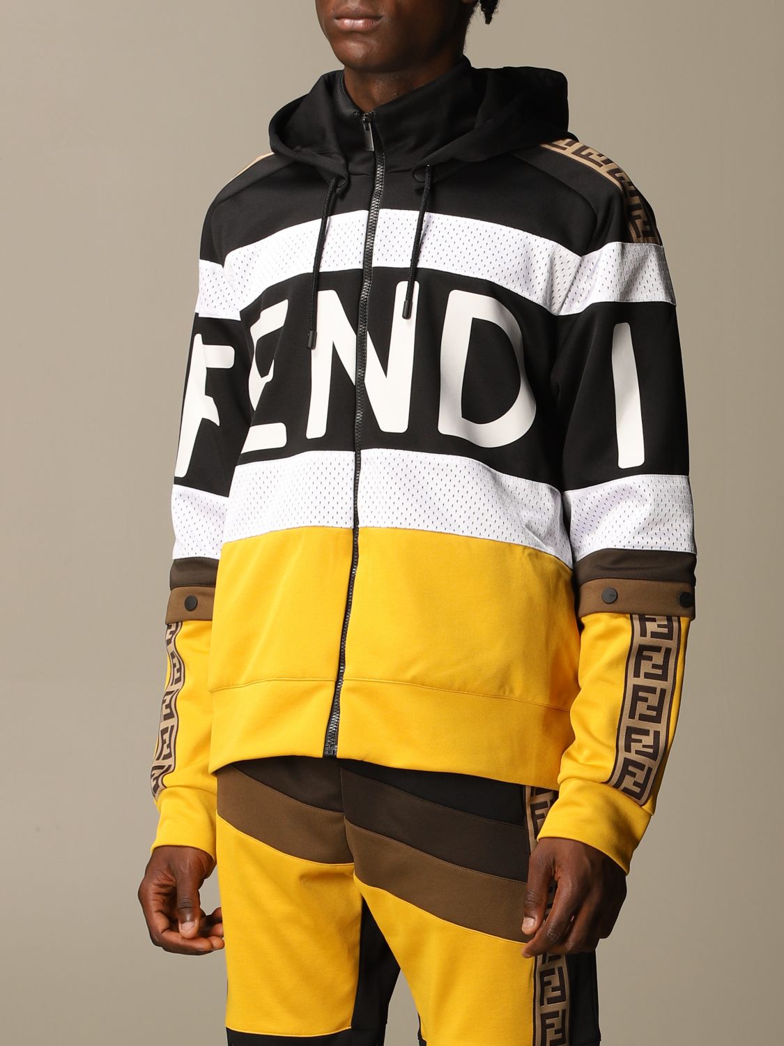 Fendi Hoodie - Black w. Yellow Logo Print » ASAP Shipping