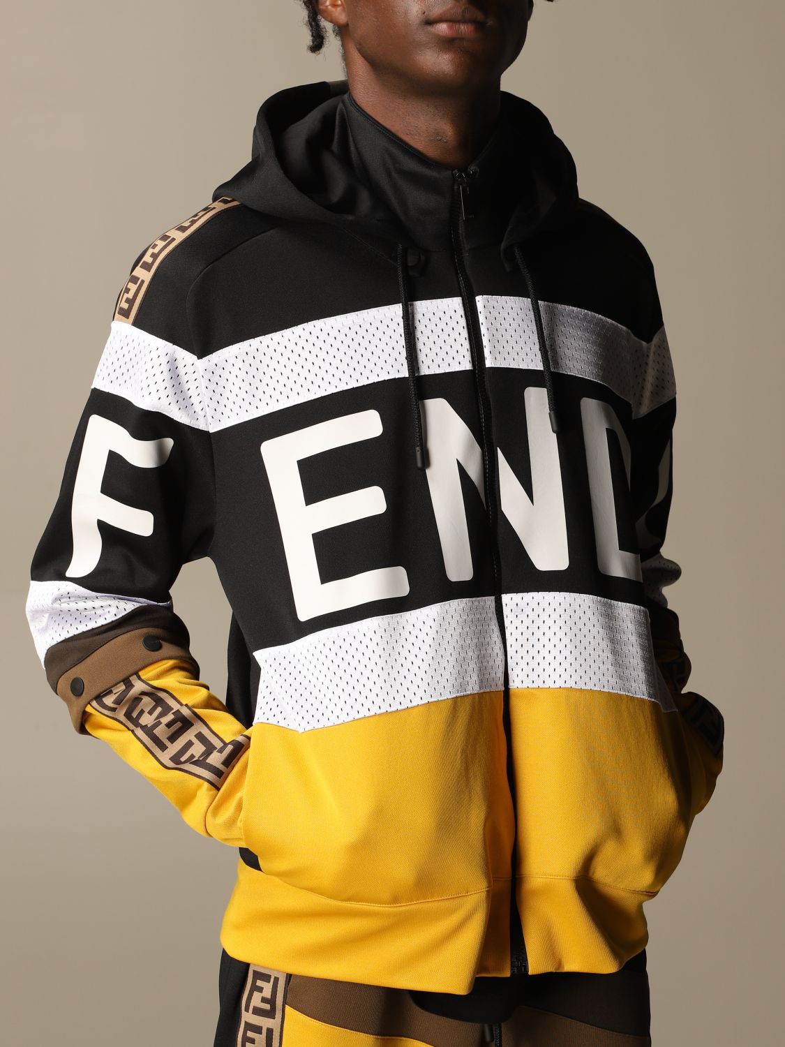 Fendi Hoodie - Black w. Yellow Logo Print » ASAP Shipping