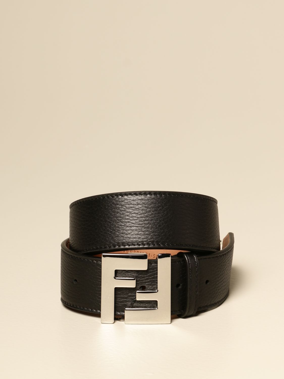 FENDI: leather belt with FF buckle Fendi Men Black | Belt Fendi 7C0403 SFR GIGLIO.COM
