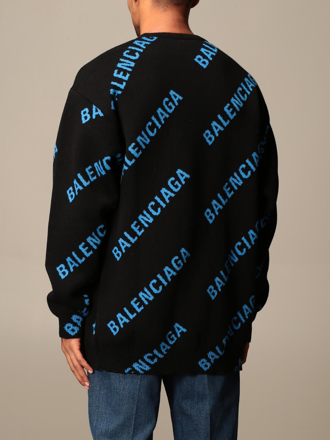 BALENCIAGA: crewneck pullover with all over jacquard logo | Sweatshirt