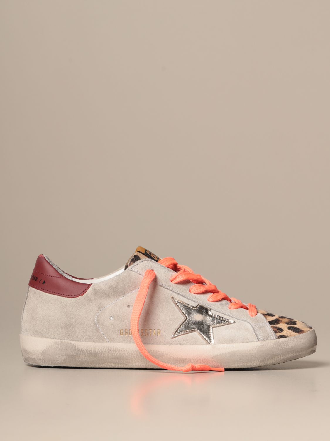GOLDEN GOOSE: Superstar sneakers in suede and animal print pony - Brown ...