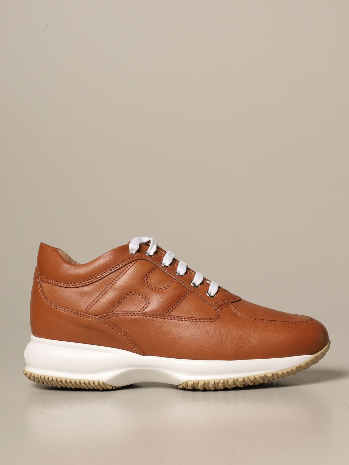 Hogan Outlet: Interactive in leather with rounded H | Sneakers Hogan Women Leather | Hogan HXW00N00010 O6L GIGLIO.COM