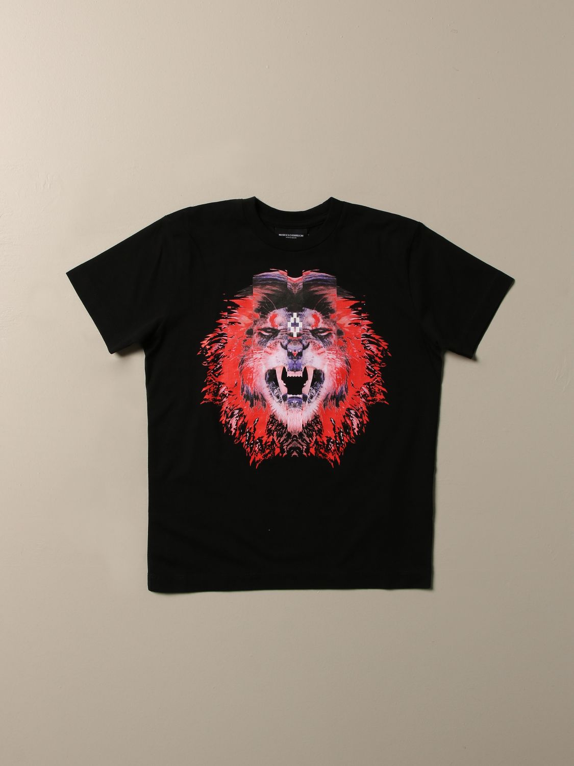 Burlon T-shirt with lion print - Black | Marcelo t- shirt 1104 0010 online on GIGLIO.COM