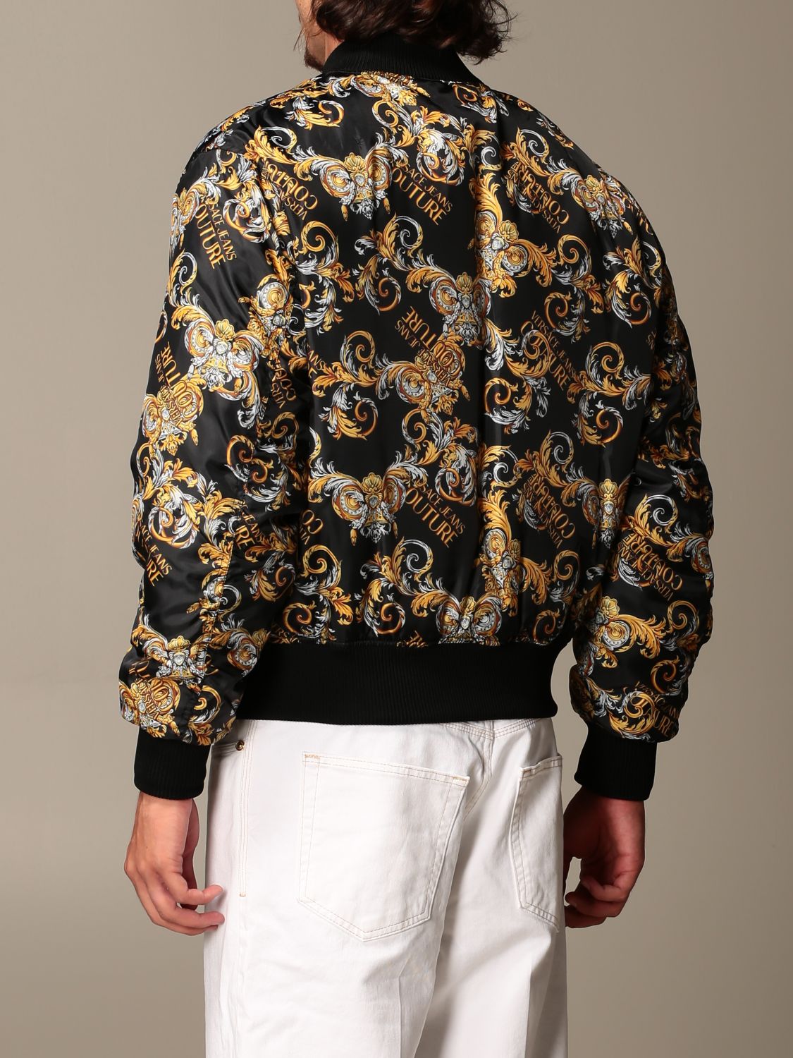 VERSACE JEANS COUTURE: reversible bomber jacket with baroque pattern