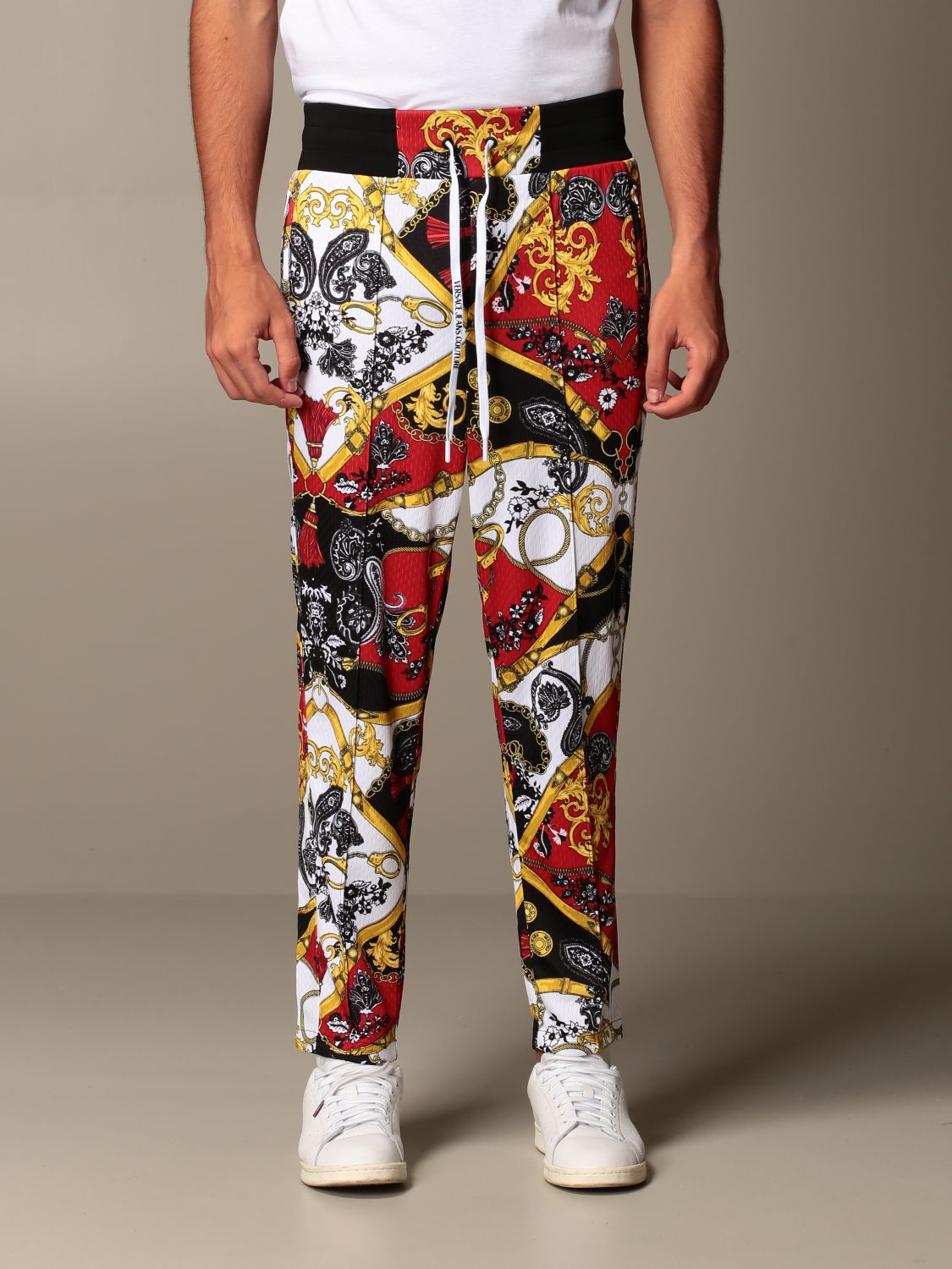VERSACE JEANS COUTURE: jogging trousers with baroque pattern - White