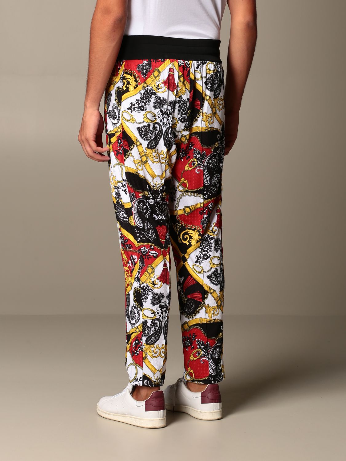 VERSACE JEANS COUTURE: jogging trousers with baroque pattern - White ...