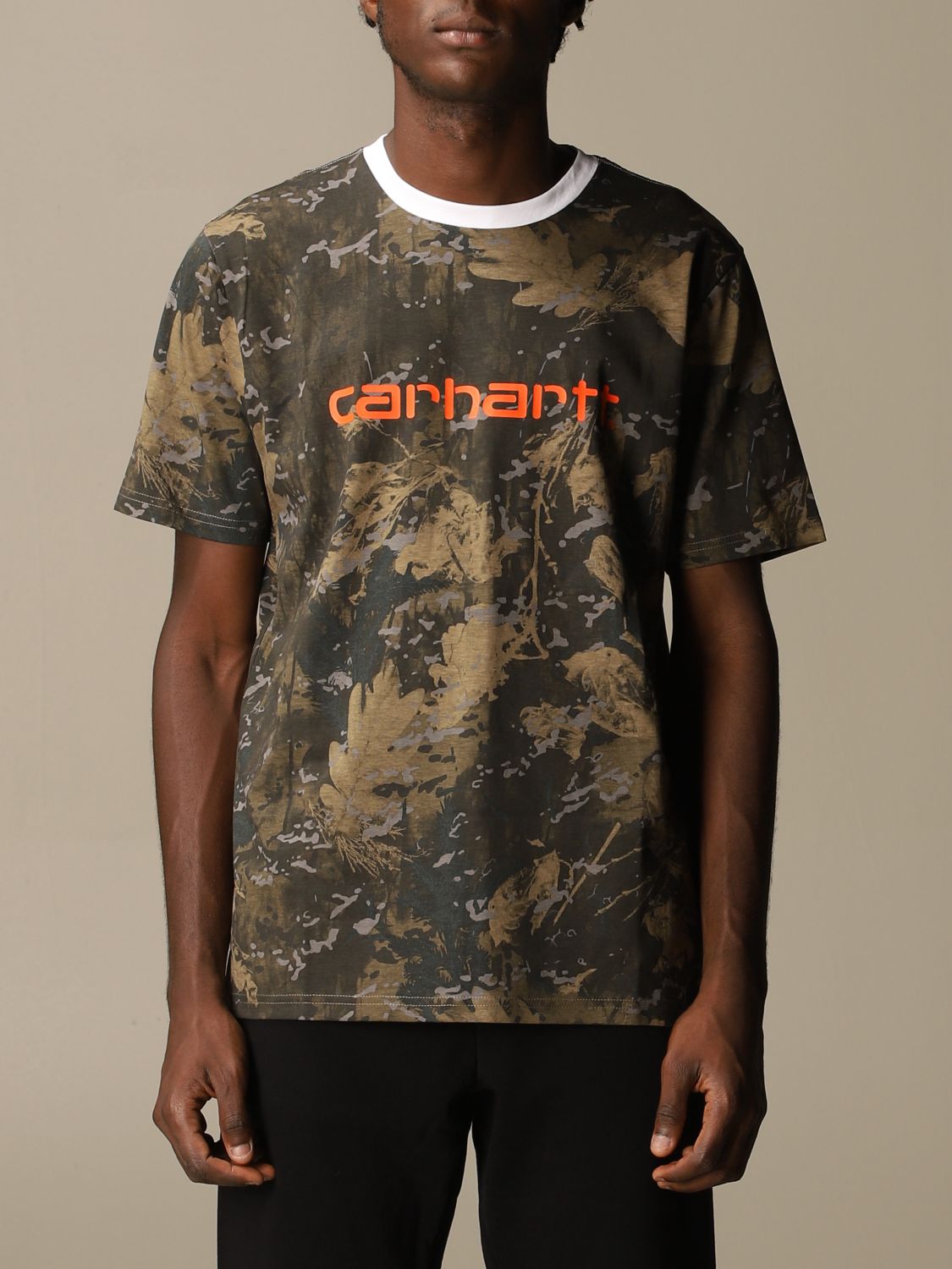 sporadisk udluftning gåde CARHARTT WIP: Carhartt cotton t-shirt with logo - Military | Carhartt Wip t- shirt I02380303 online on GIGLIO.COM