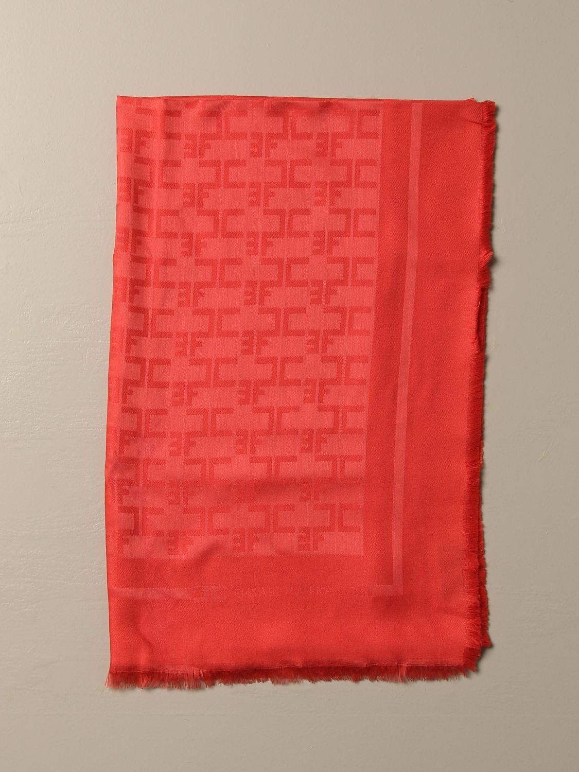 Elisabetta Franchi Outlet: Sciarpa con stampa logo - Amaranto | Sciarpa  Elisabetta Franchi SC03F 06E2 GIGLIO.COM