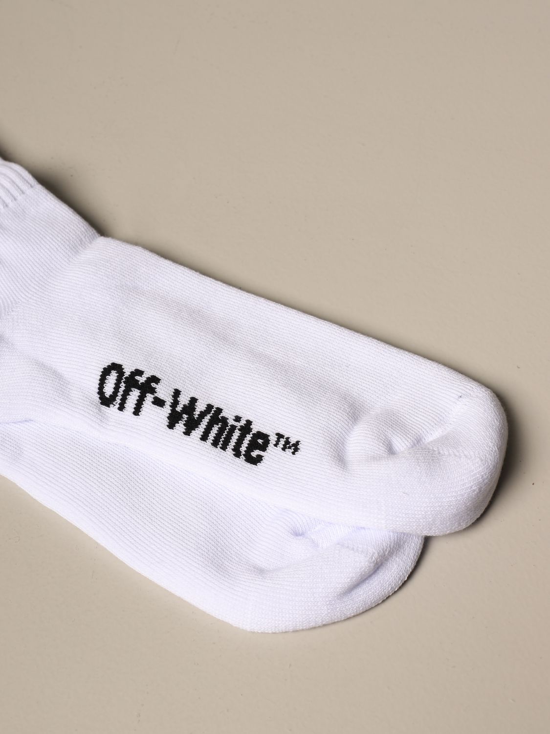 OFF-WHITE: Off White ribbed cotton socks with logo - White | Socks Off ...