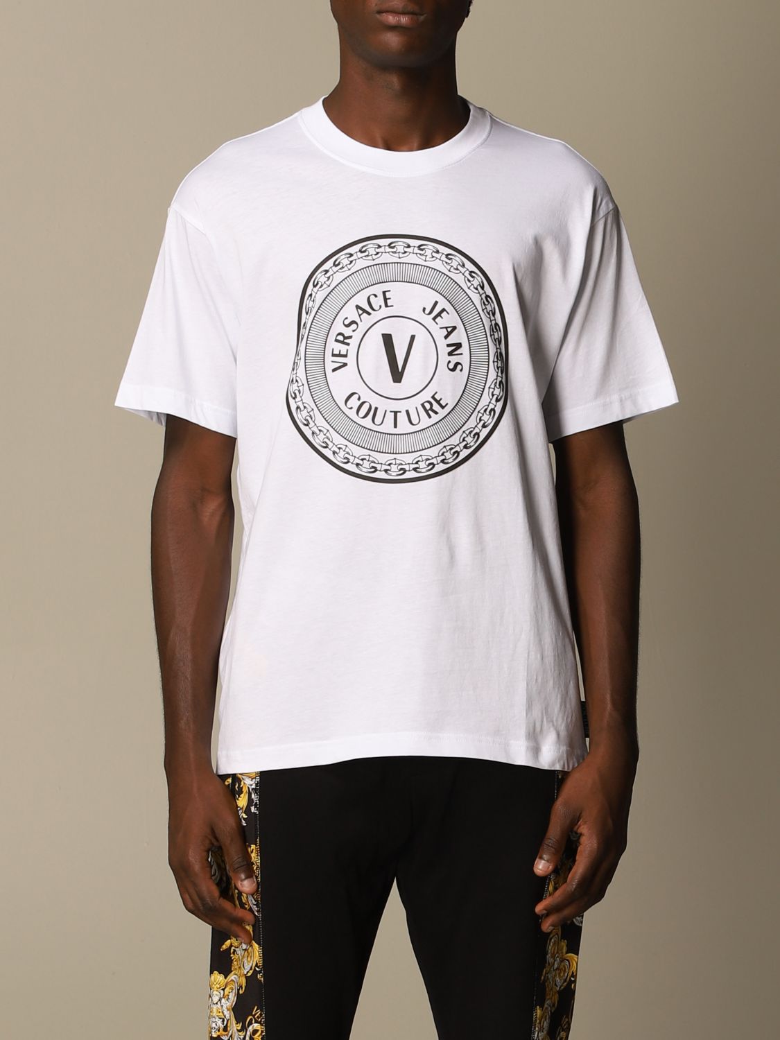 VERSACE JEANS COUTURE: logo T-shirt - White | Versace Jeans Couture t ...