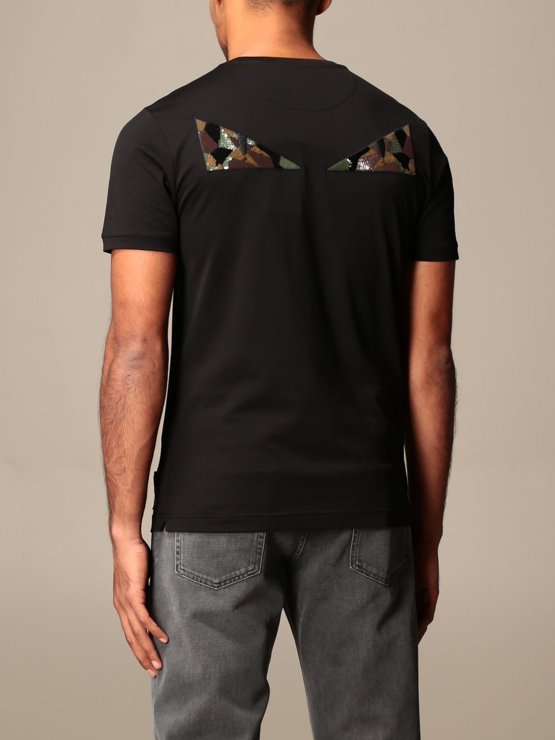 FENDI：Tシャツ メンズ - ブラック | GIGLIO.COMオンラインのFendi Tシャツ FY0894ACND