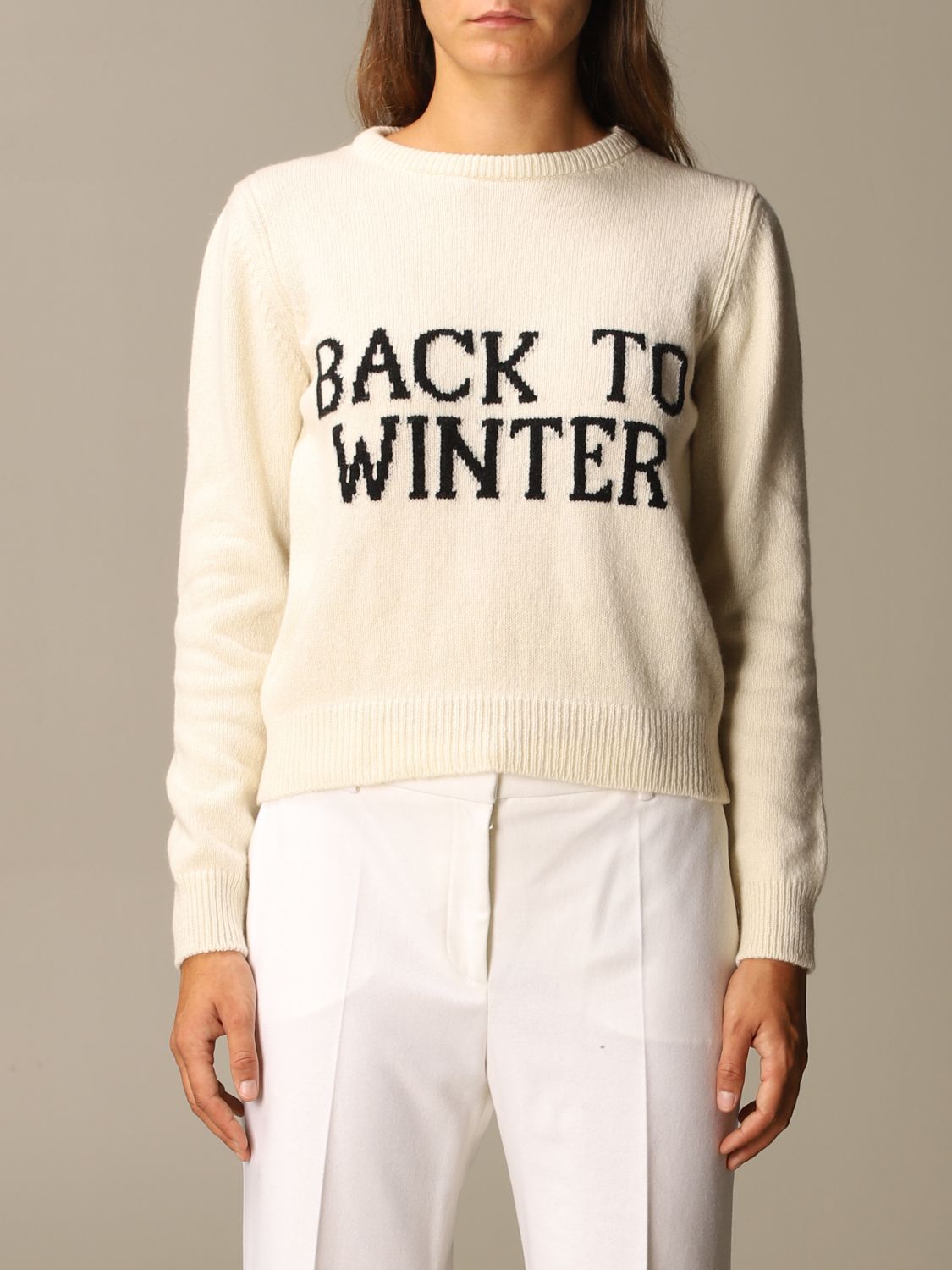 Alberta Ferretti Outlet: Back to winter cotton pullover - Beige | Alberta Ferretti sweater 0936 5107 online GIGLIO.COM