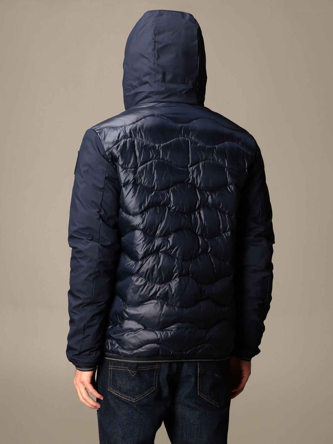 Blauer: Bi-material Down Jacket With Hood - Blue 