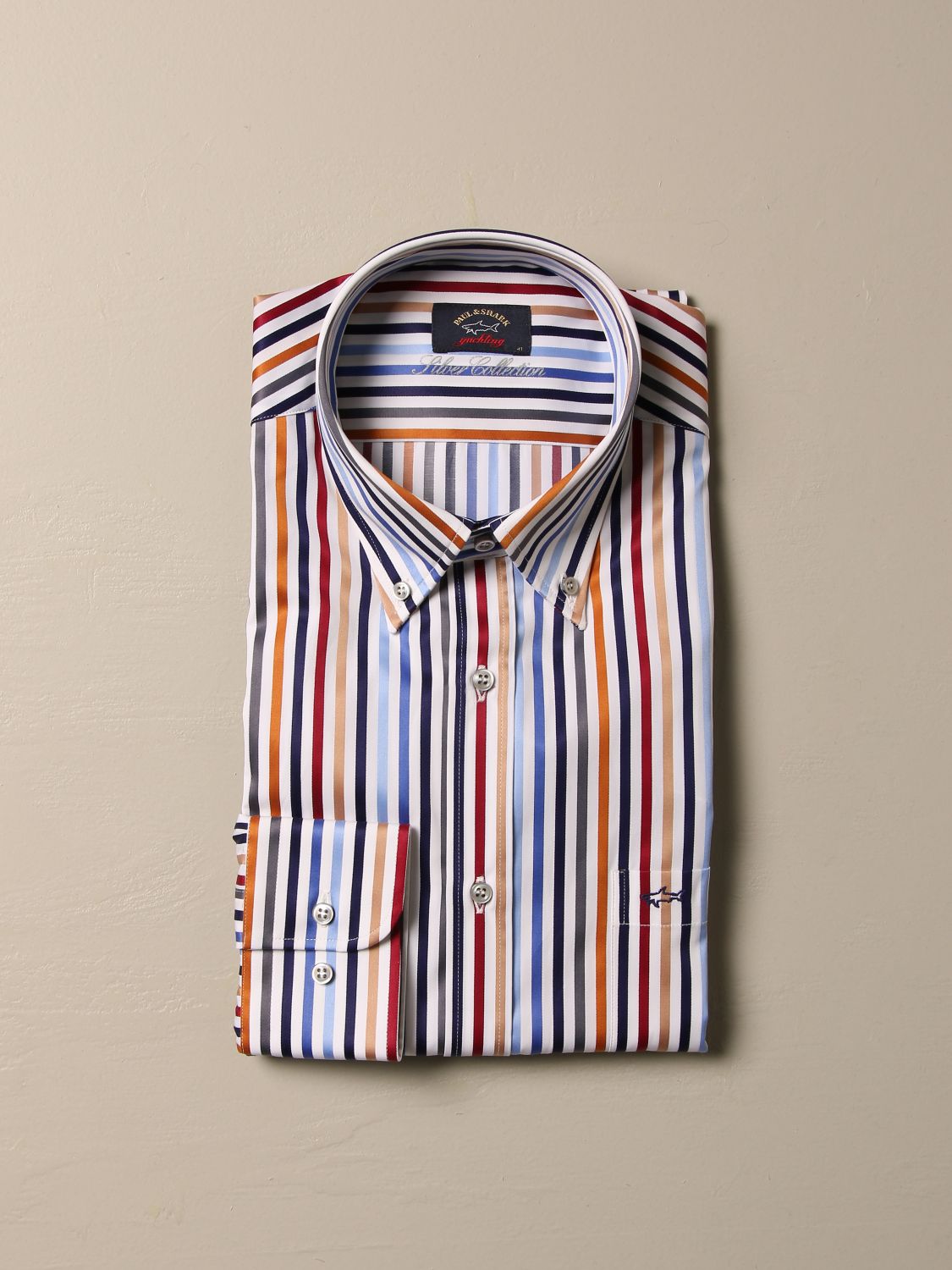 PAUL & SHARK: striped cotton shirt - Multicolor | & Shark shirt I20P3116 online on GIGLIO.COM
