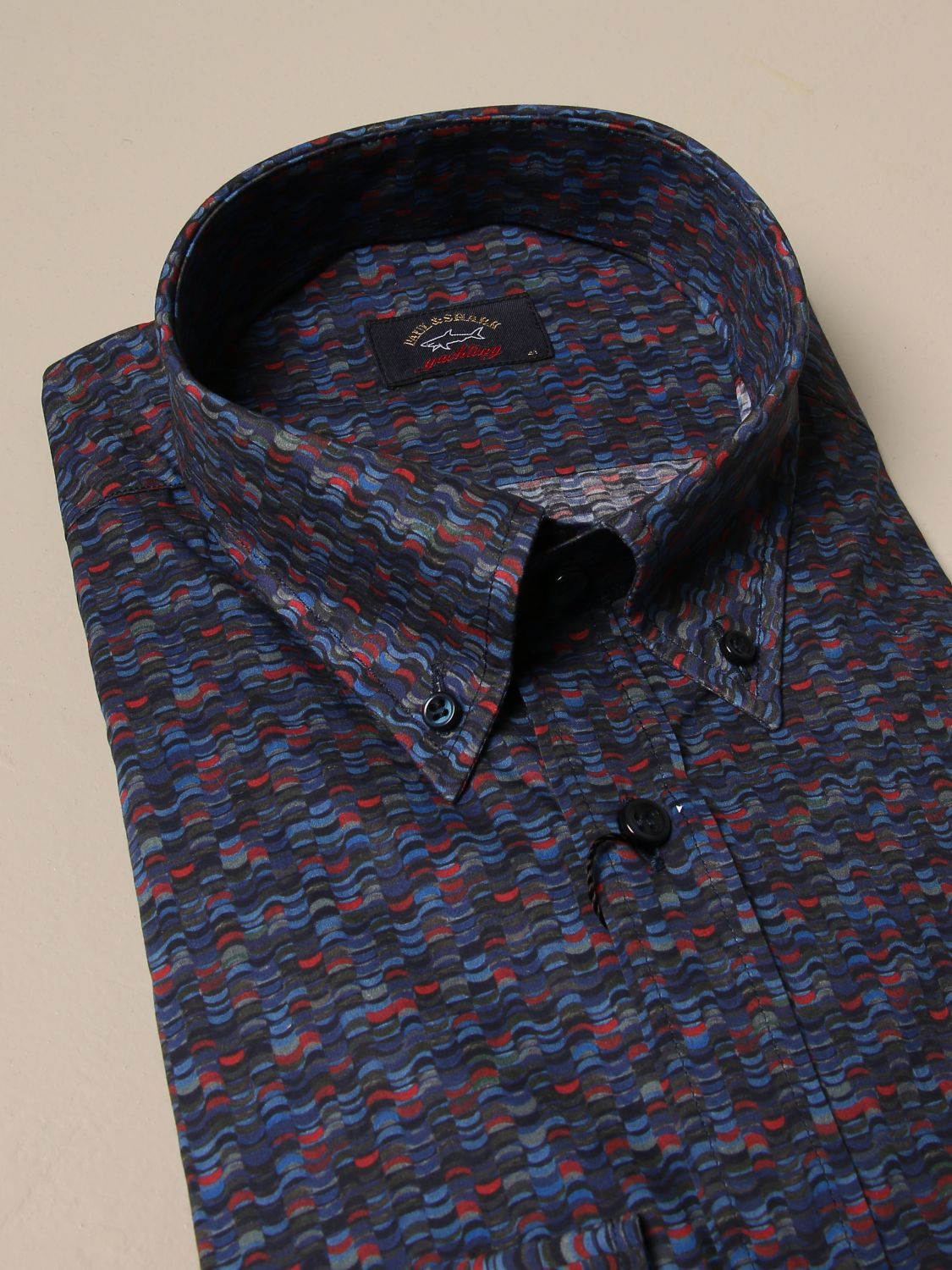 Paul Shark Shirt In Patterned Cotton Shirt Paul Shark Men Multicolor Shirt Paul Shark I20p3133 Giglio En