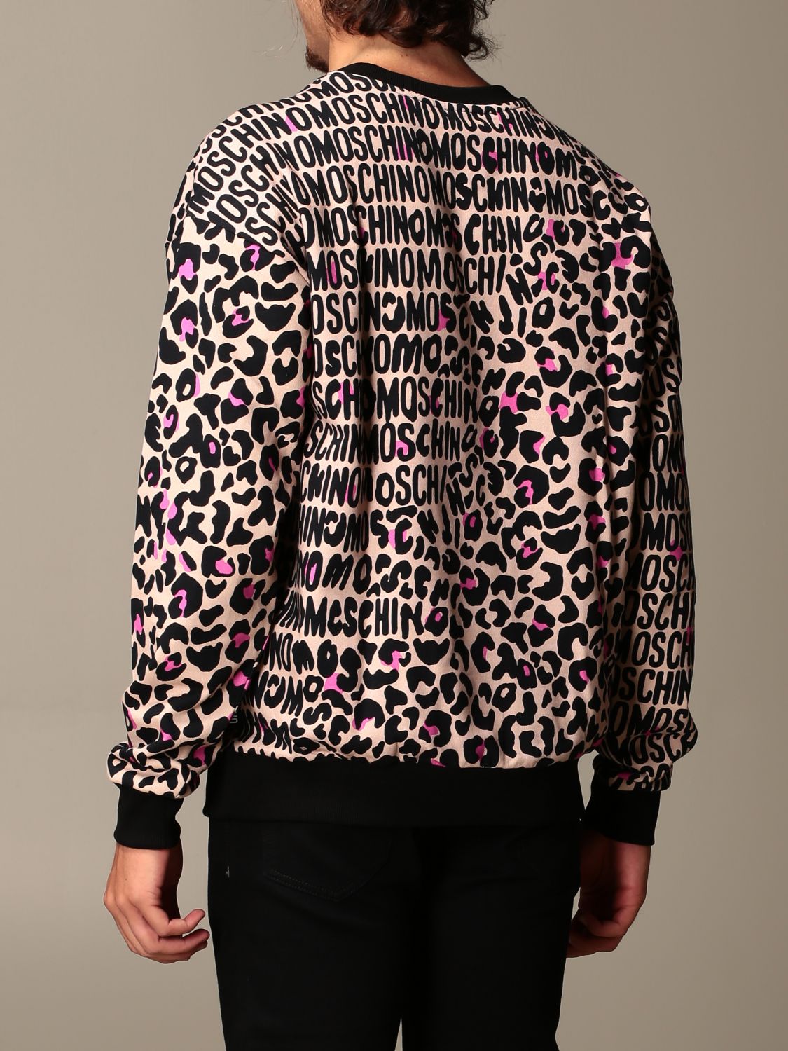 MOSCHINO UNDERWEAR Felpa a fantasia animalier con logo Sabbia