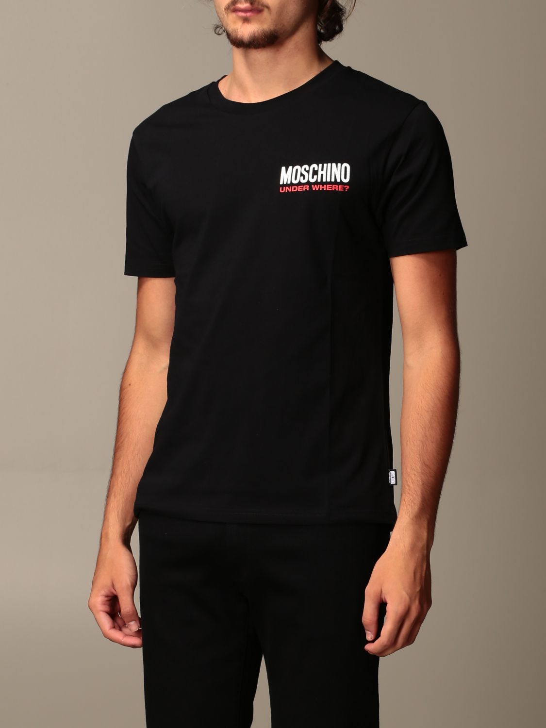 MOSCHINO UNDERWEAR: cotton t-shirt with logo - Black | T-Shirt Moschino ...