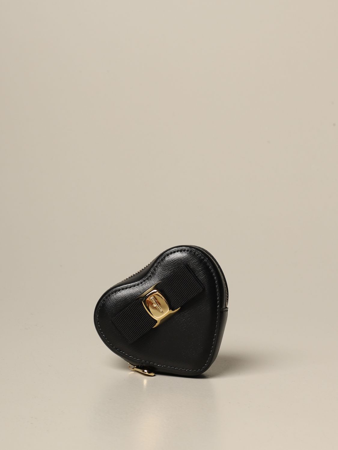 Heart Shaped Leather Coin Purse in Black - Jil Sander