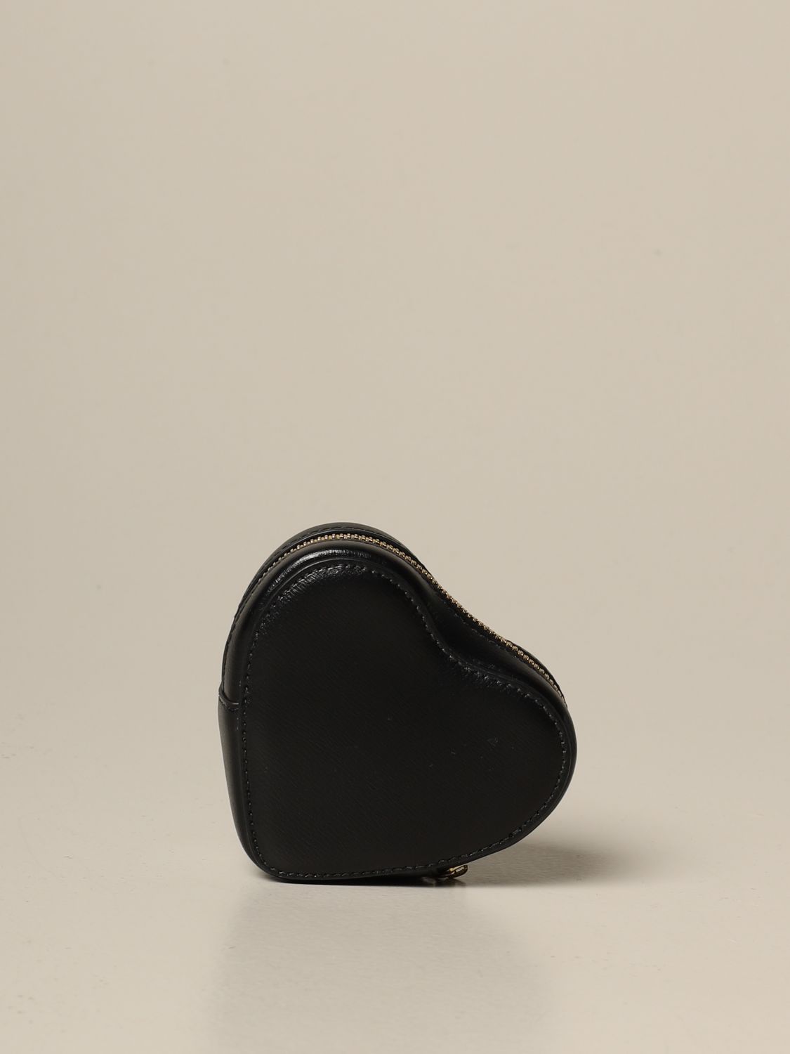 Heart Shaped Leather Coin Purse in Black - Jil Sander